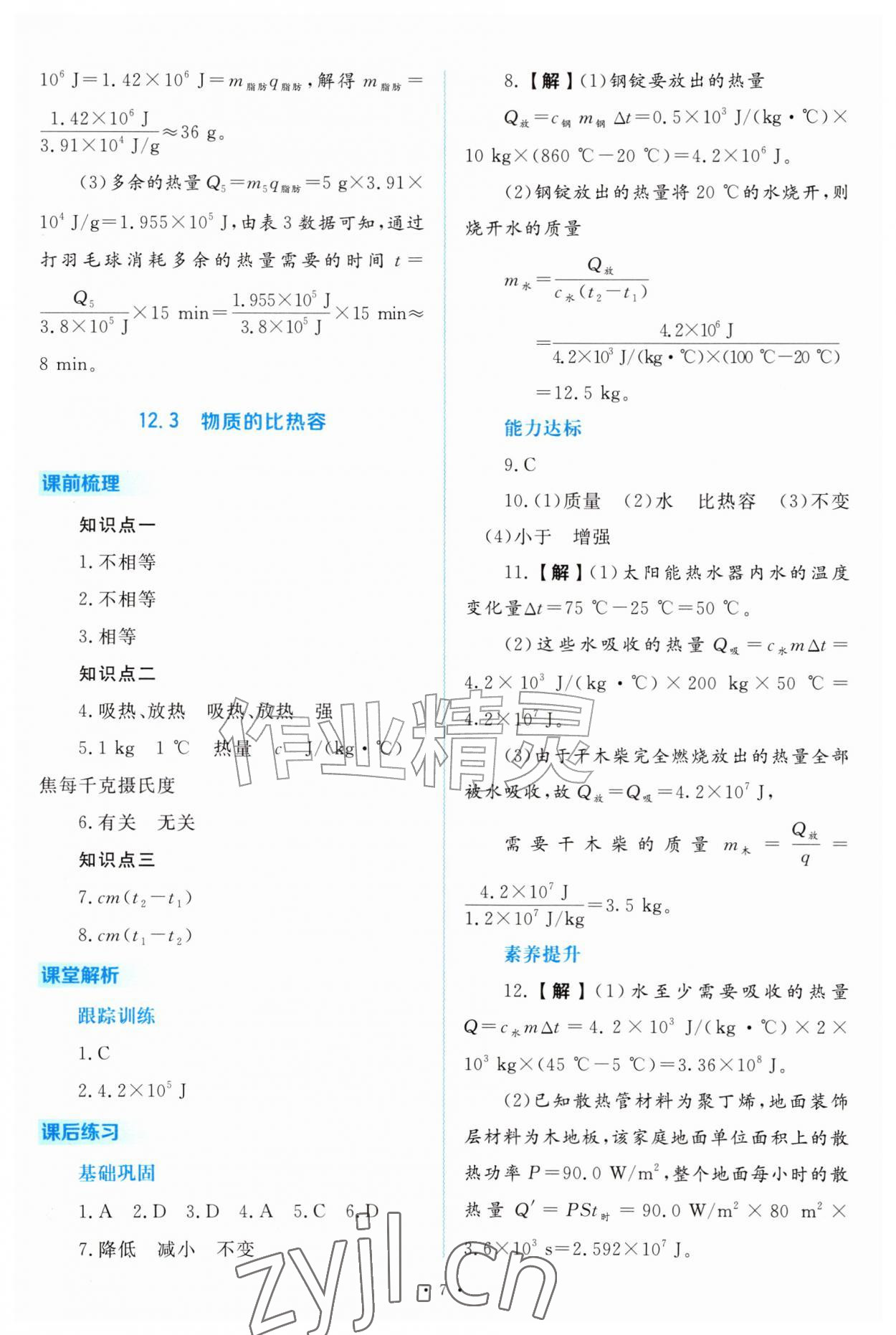 2026年金版学案同步优学智慧作业九年级物理上册沪粤版&nbsp;第7页