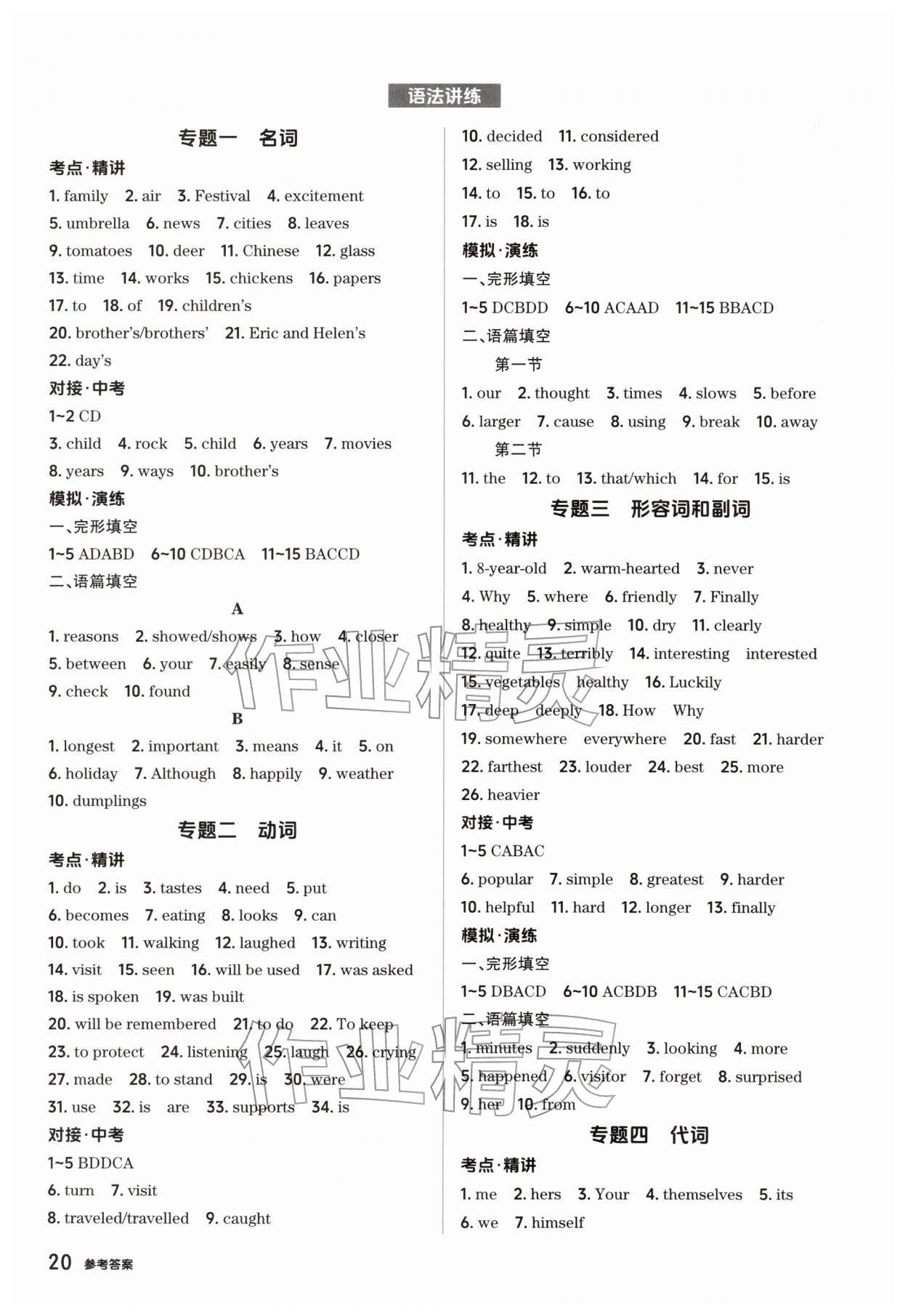 2026年鼎成中考精准提分英语河南专版&nbsp;参考答案第20页