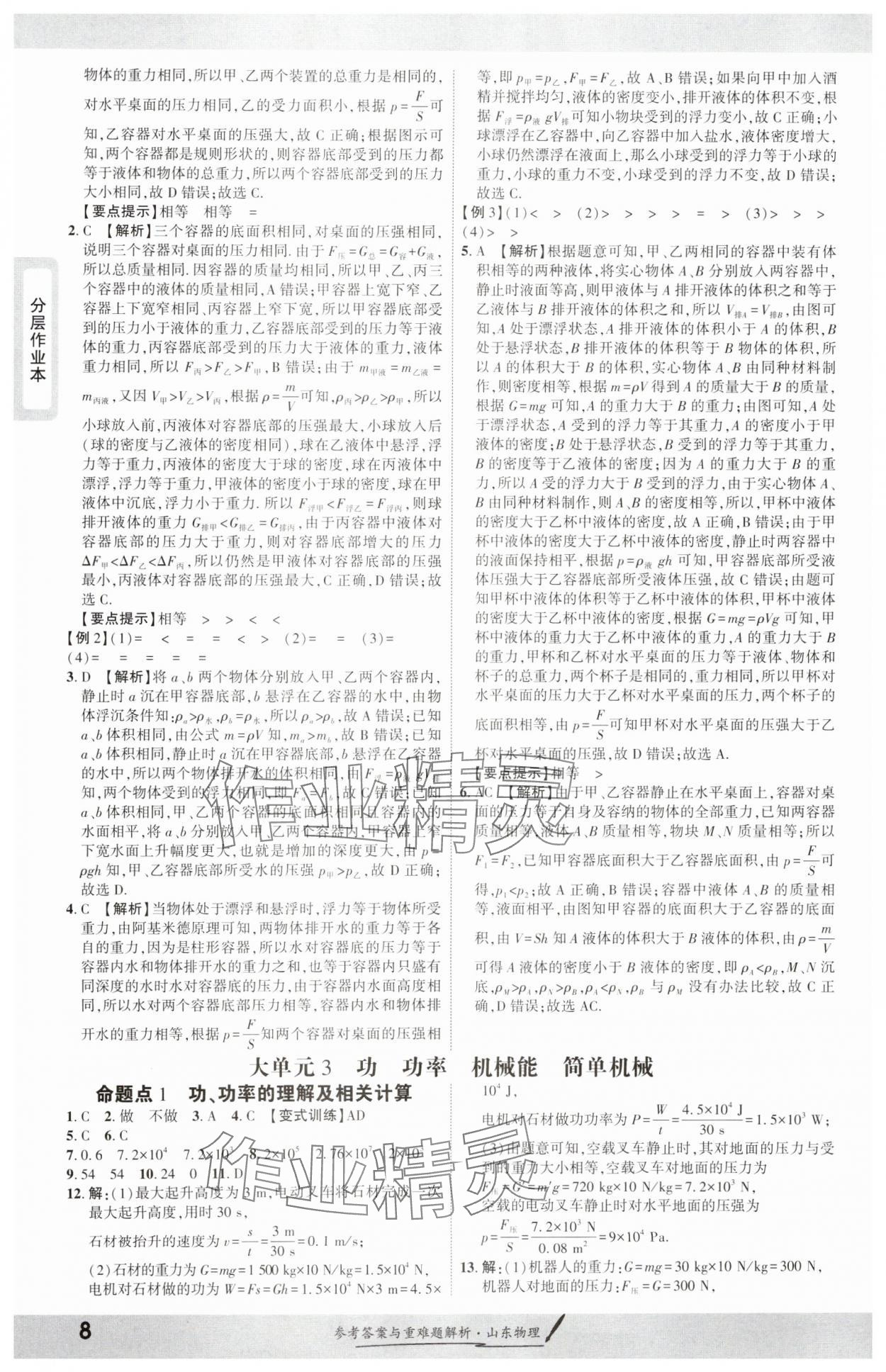 2025年一战成名考前新方案物理山东专版&nbsp;参考答案第8页