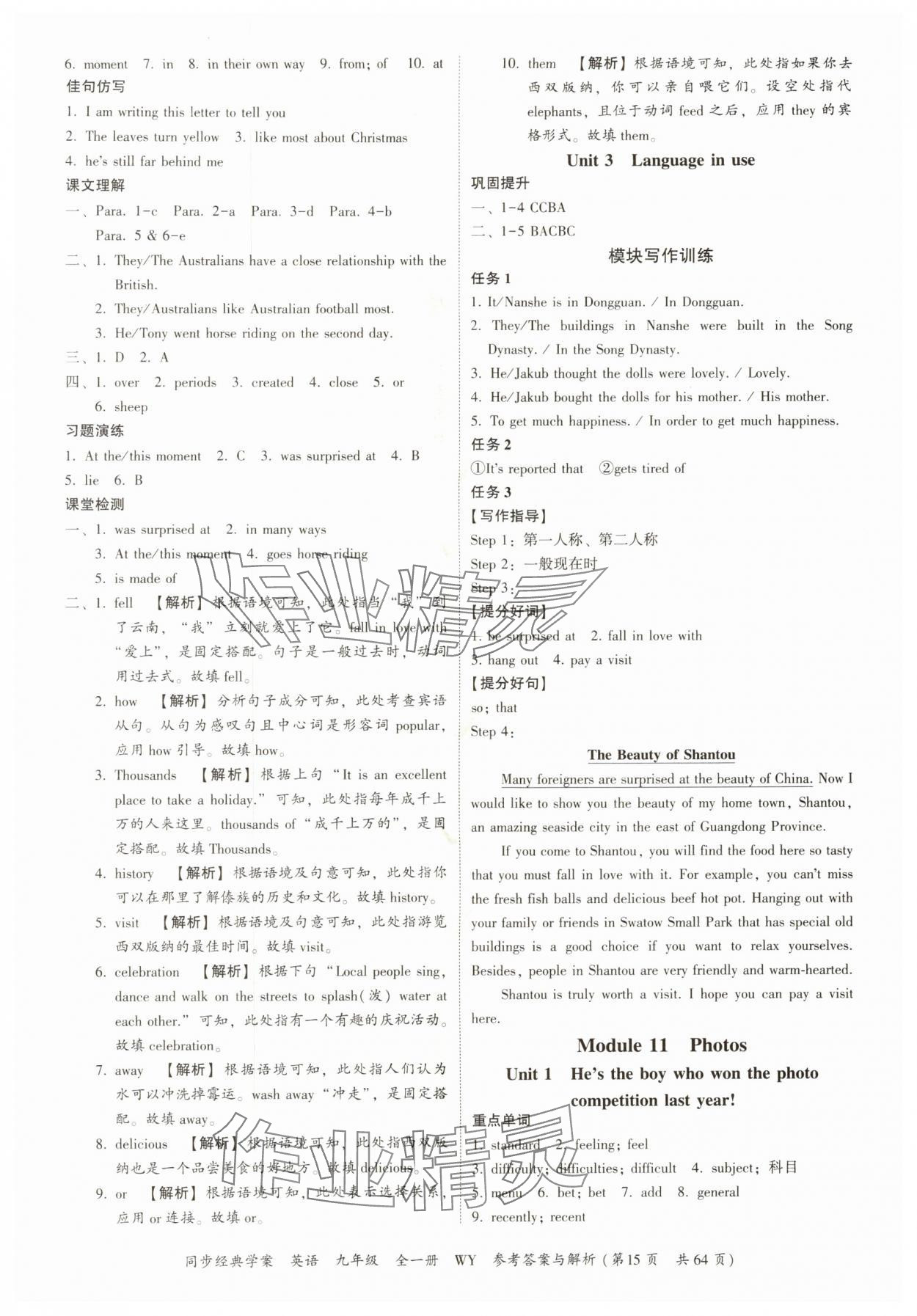 2025年同步经典学案九年级英语全一册外研版&nbsp;第15页