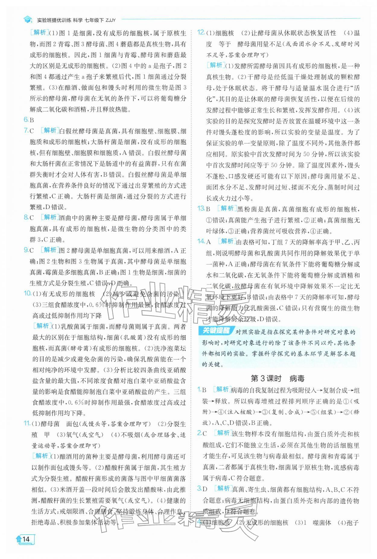 2026年实验班提优训练七年级科学下册浙教版&nbsp;第14页