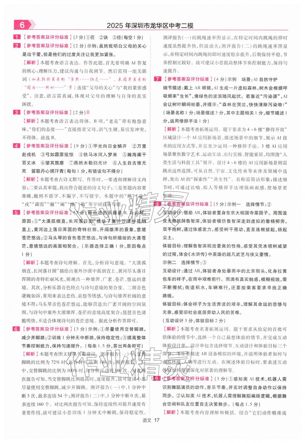 2026年金考卷45套汇编语文深圳专版&nbsp;第17页