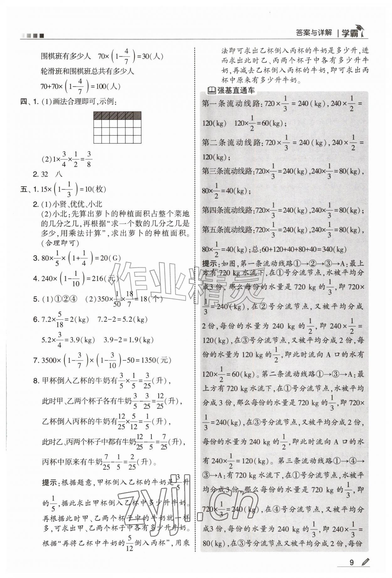 2026年学霸六年级数学上册人教版&nbsp;第9页