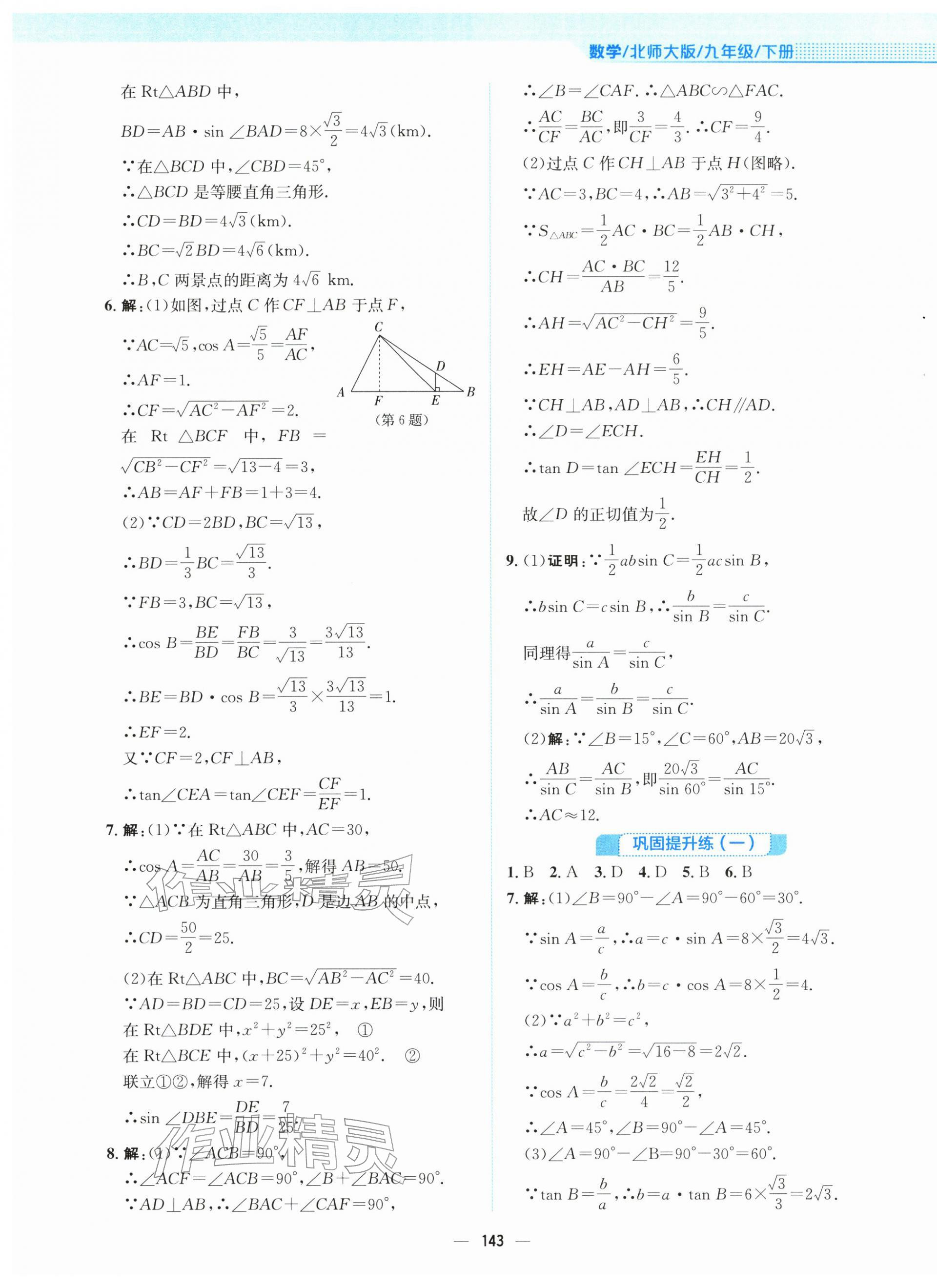 2026年新编基础训练九年级数学下册北师大版&nbsp;第7页
