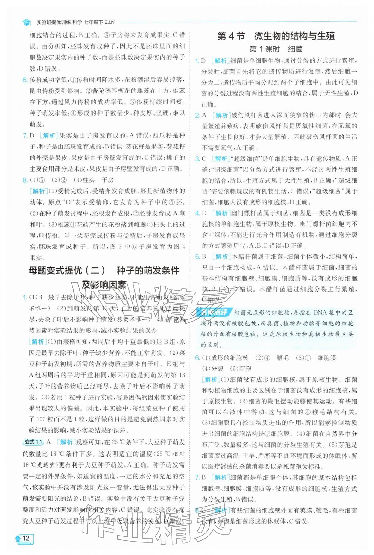 2026年实验班提优训练七年级科学下册浙教版&nbsp;第12页