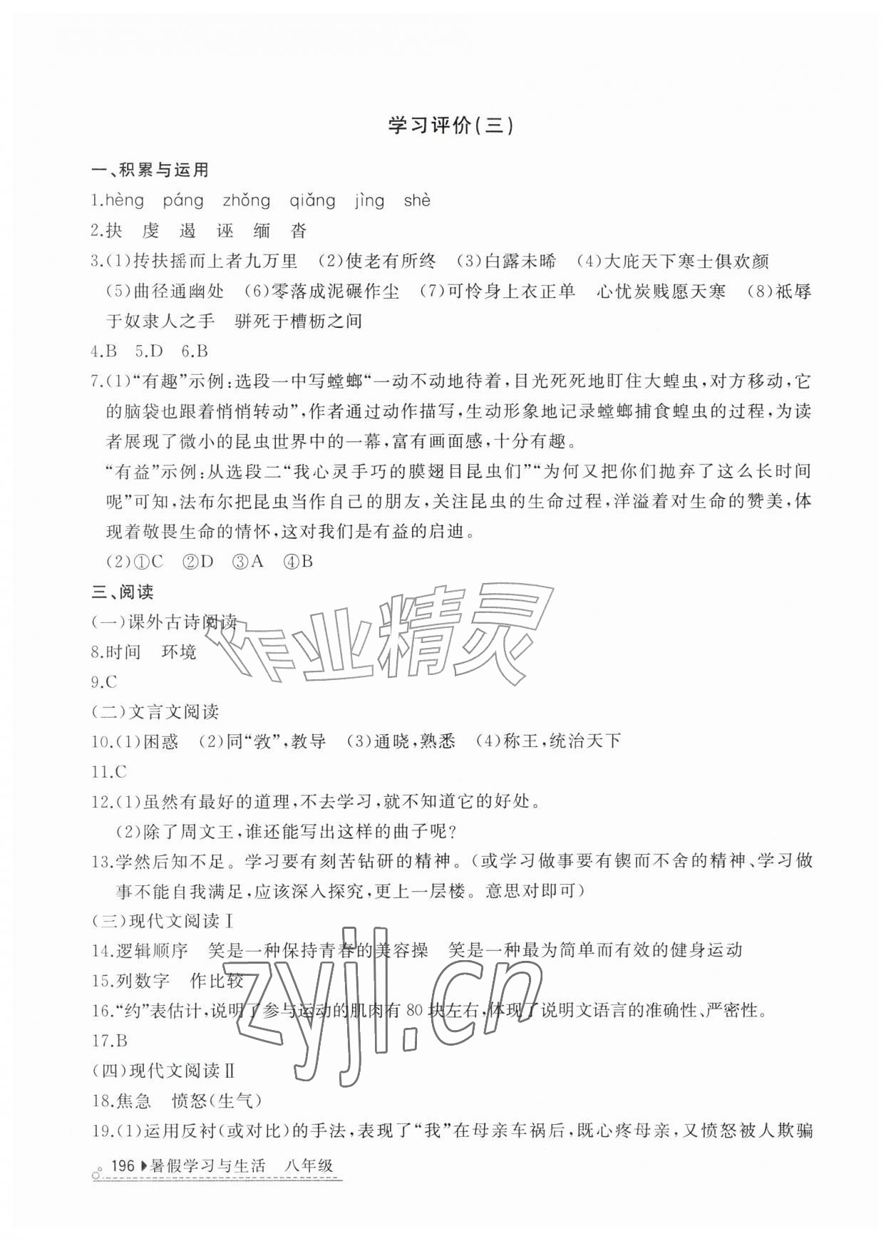 2026年暑假学习与生活山东友谊出版社八年级综合&nbsp;第4页