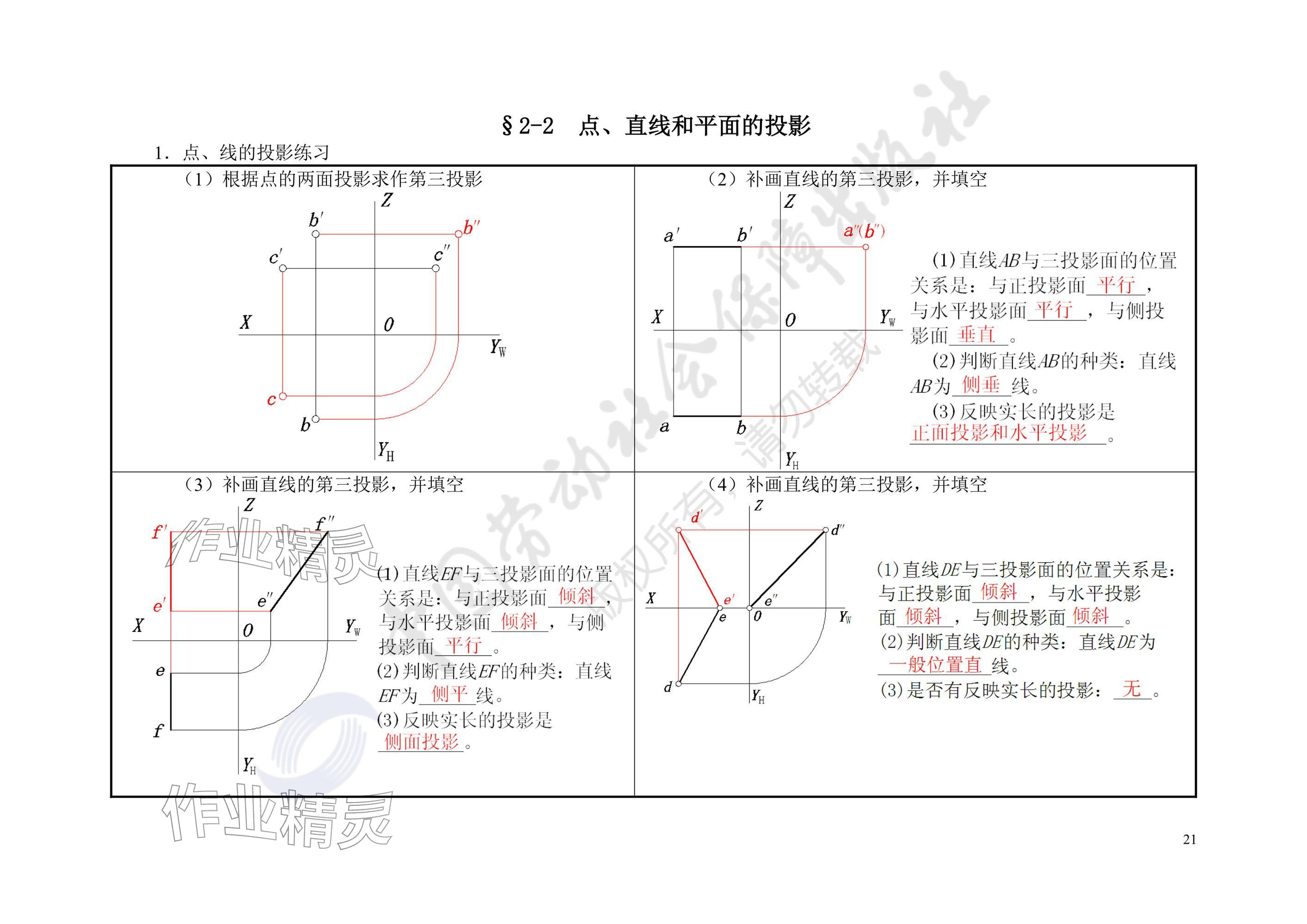 2025年汽车机械识图习题册&nbsp;参考答案第21页