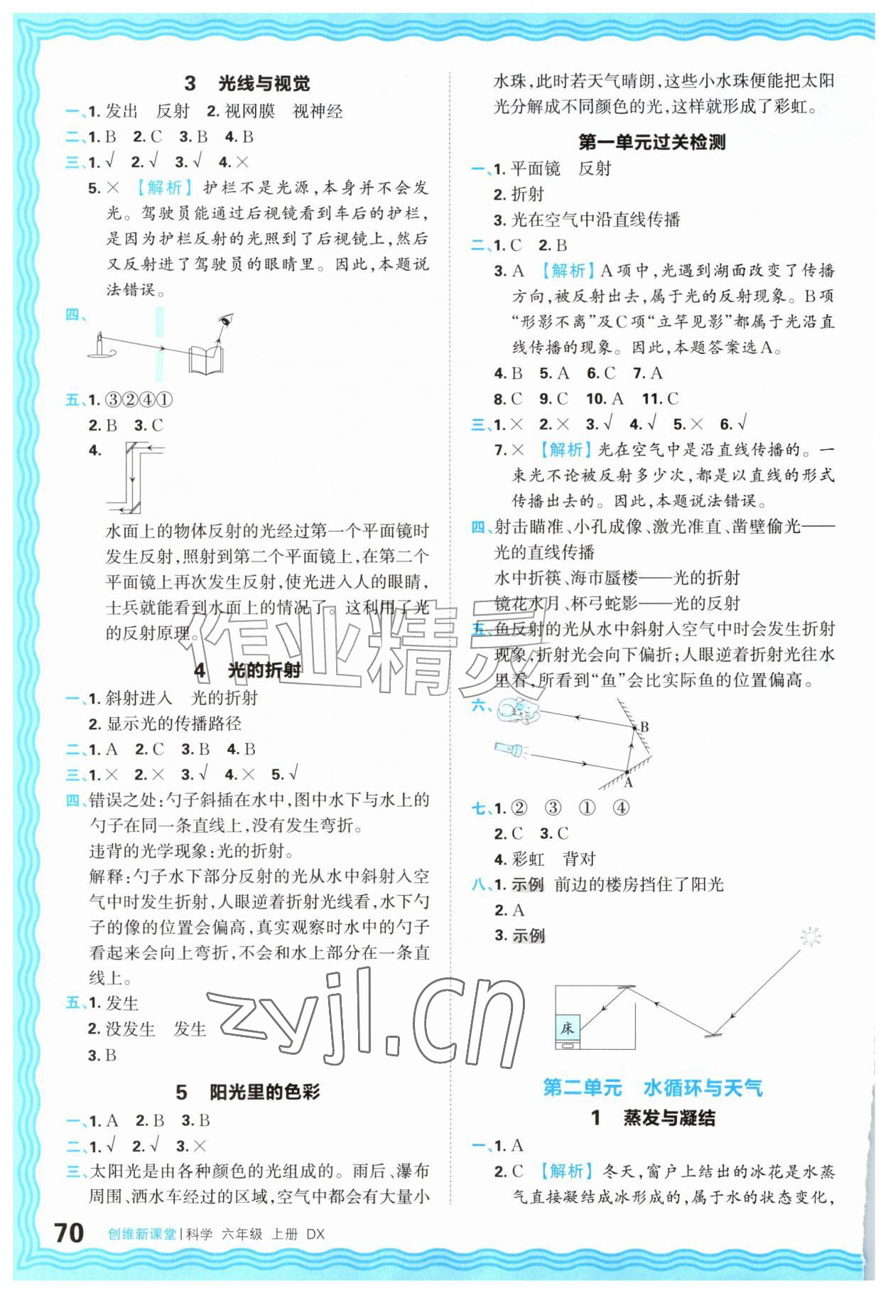 2026年创维新课堂六年级科学上册大象版&nbsp;参考答案第2页