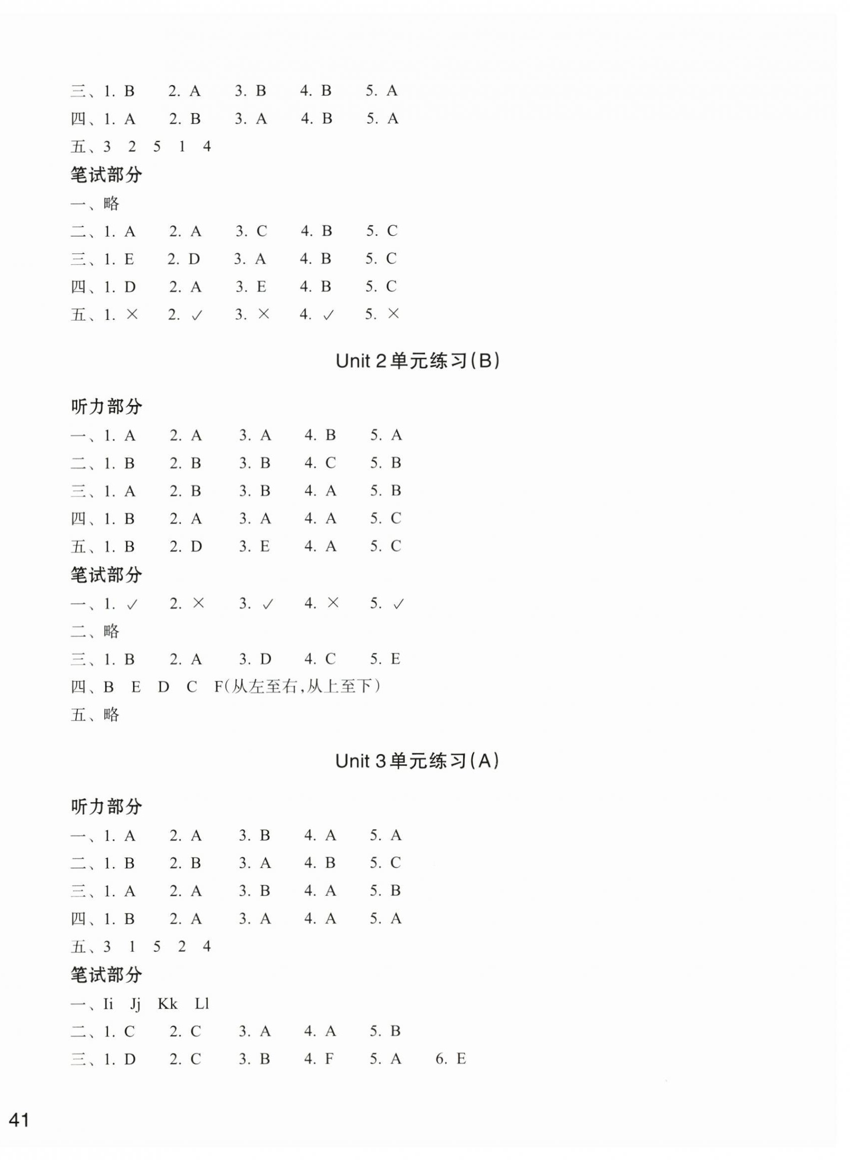 2026年新编单元能力训练卷三年级英语上册人教版&nbsp;参考答案第2页