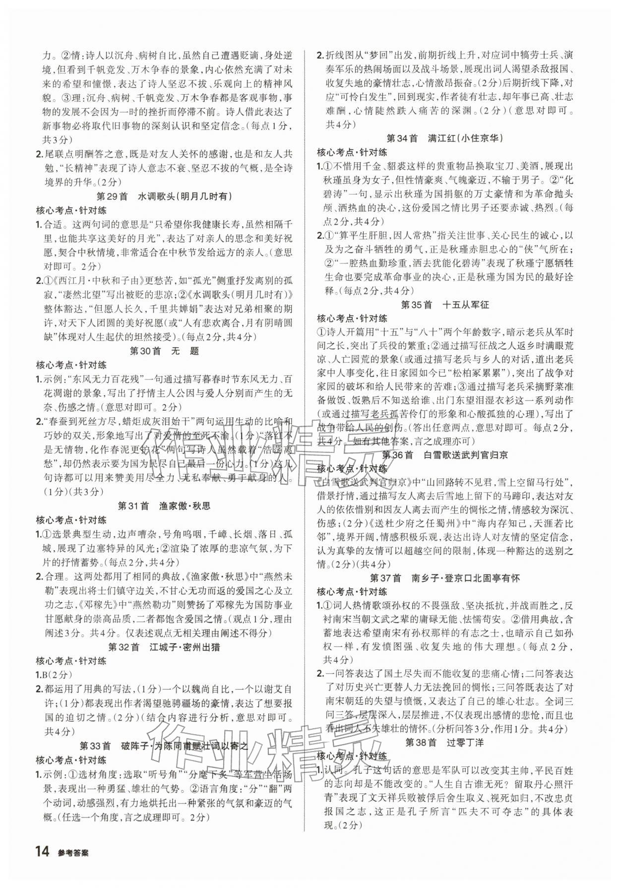 2026年鼎成中考精准提分语文河南专版&nbsp;参考答案第14页