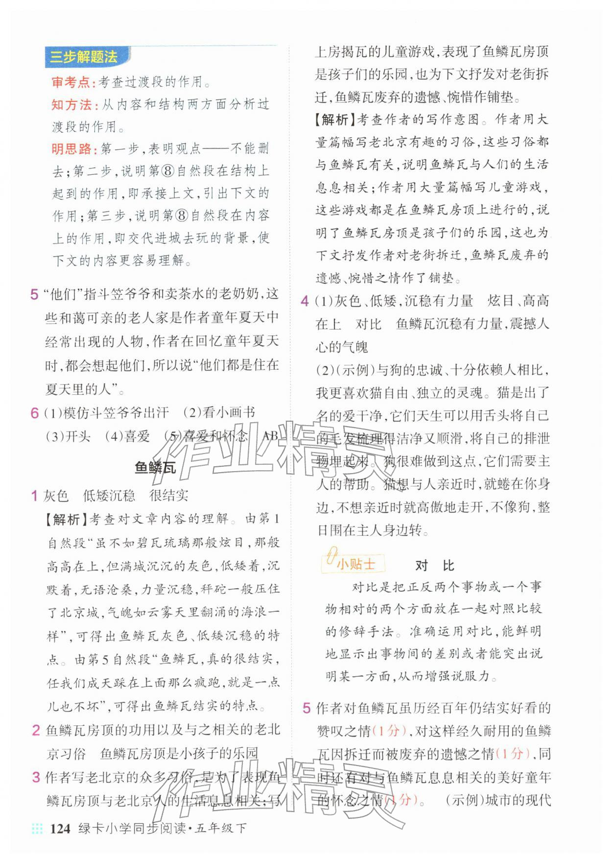 2026年绿卡小学同步阅读五年级语文下册人教版&nbsp;参考答案第2页