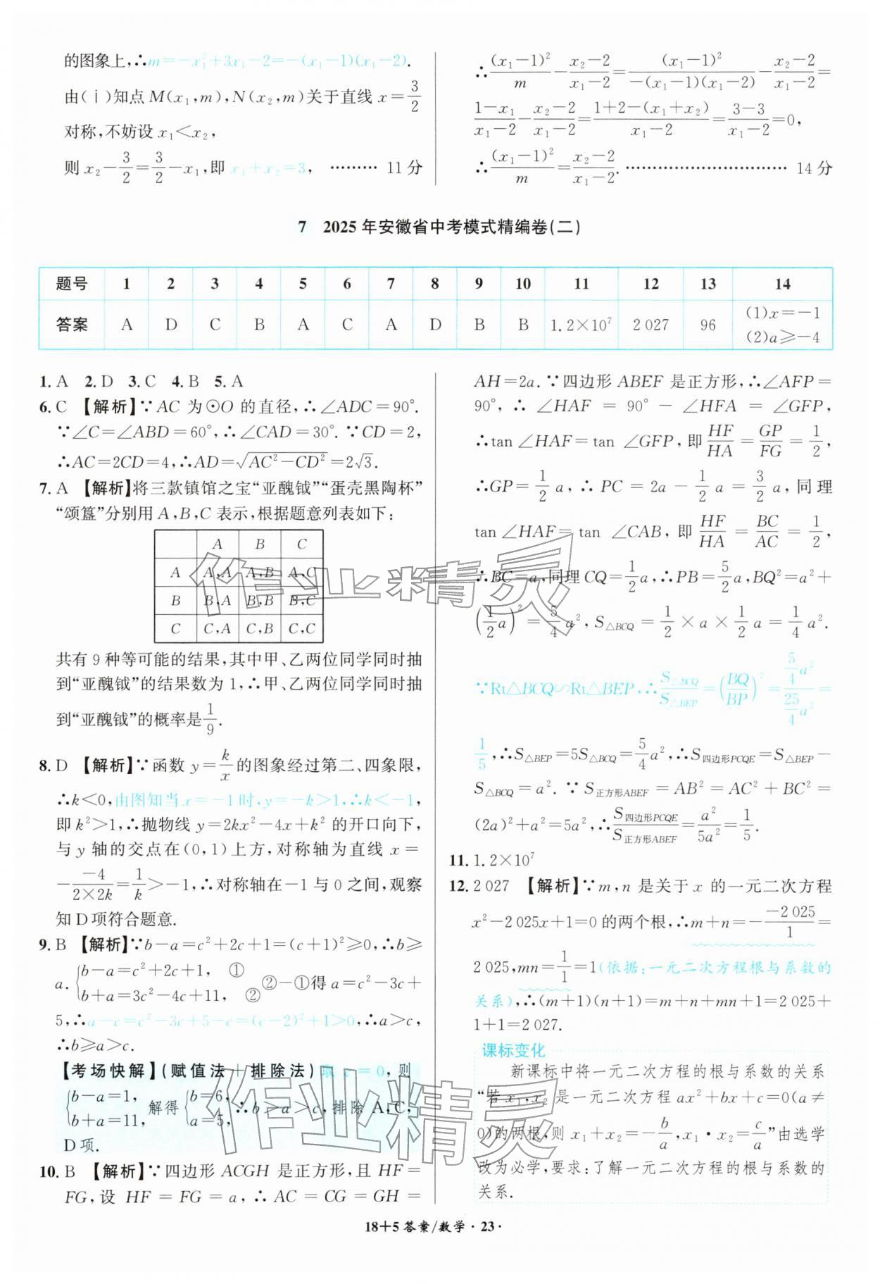 2026年中考试题精编安徽师范大学出版社数学中考安徽专版&nbsp;第23页