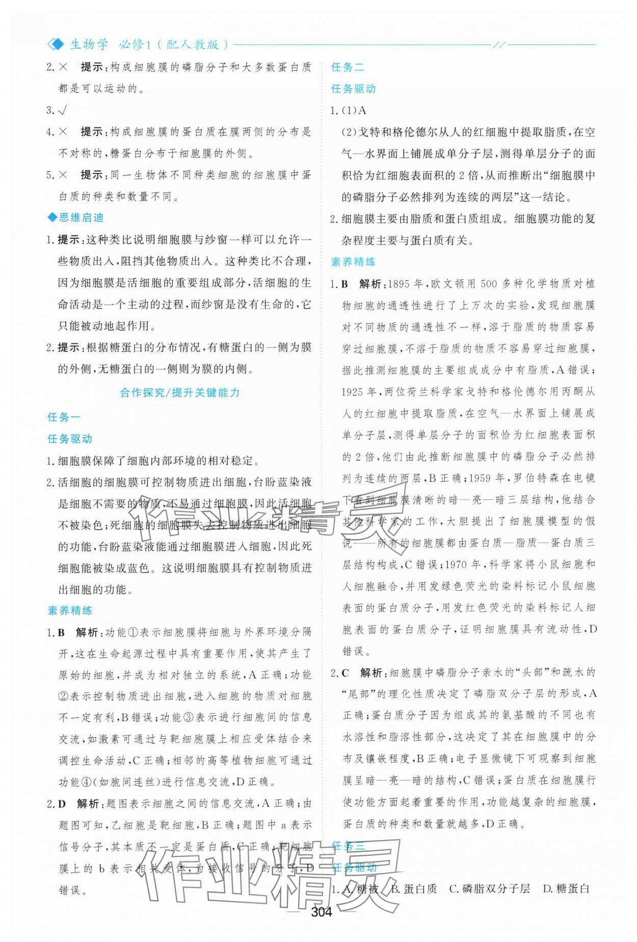 2025年新课程学习与测评高中生物必修1人教版&nbsp;参考答案第15页