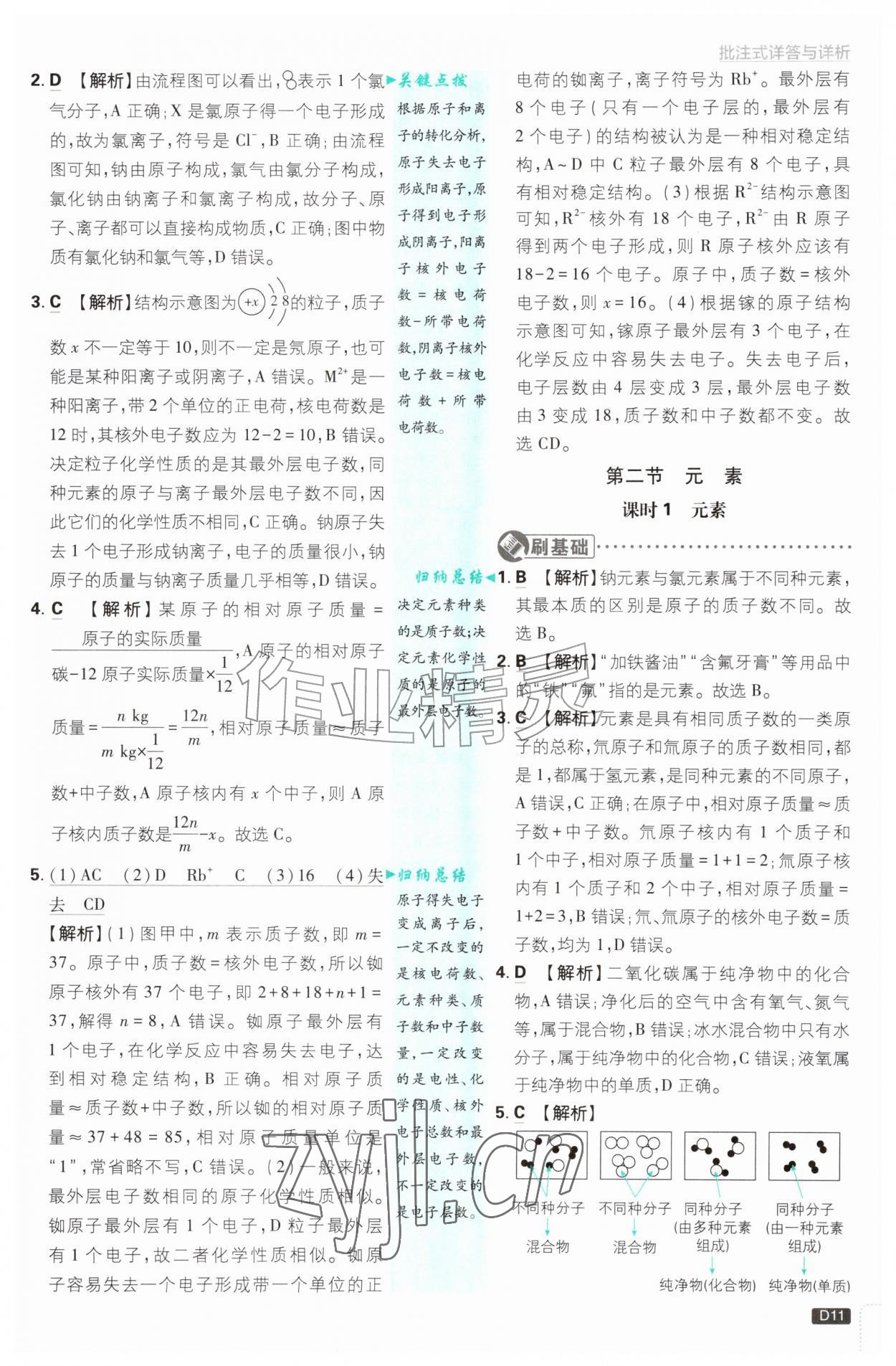 2026年初中必刷题九年级化学上册鲁教版&nbsp;参考答案第11页