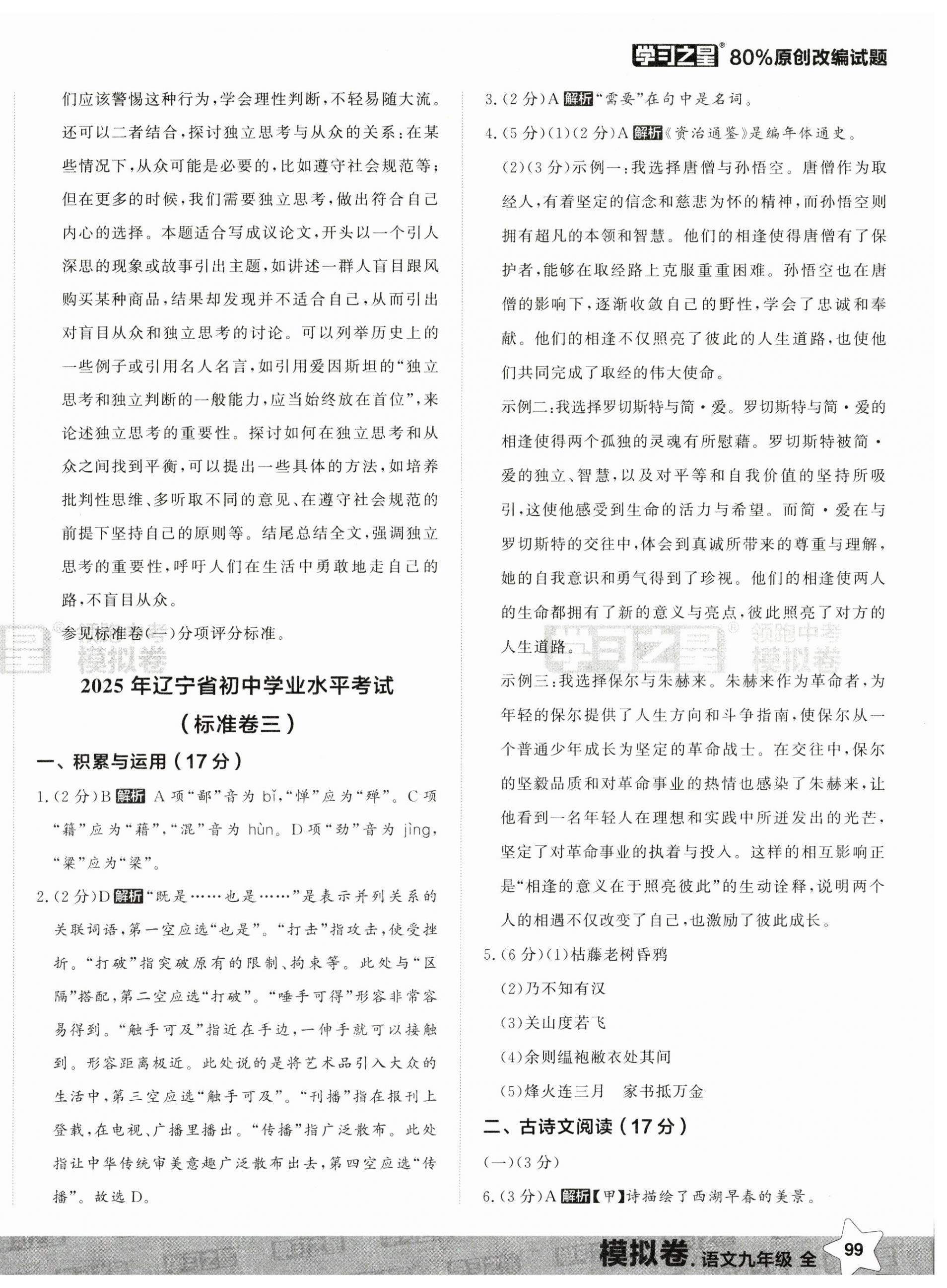 2025年领跑中考模拟卷语文辽宁专版&nbsp;第6页
