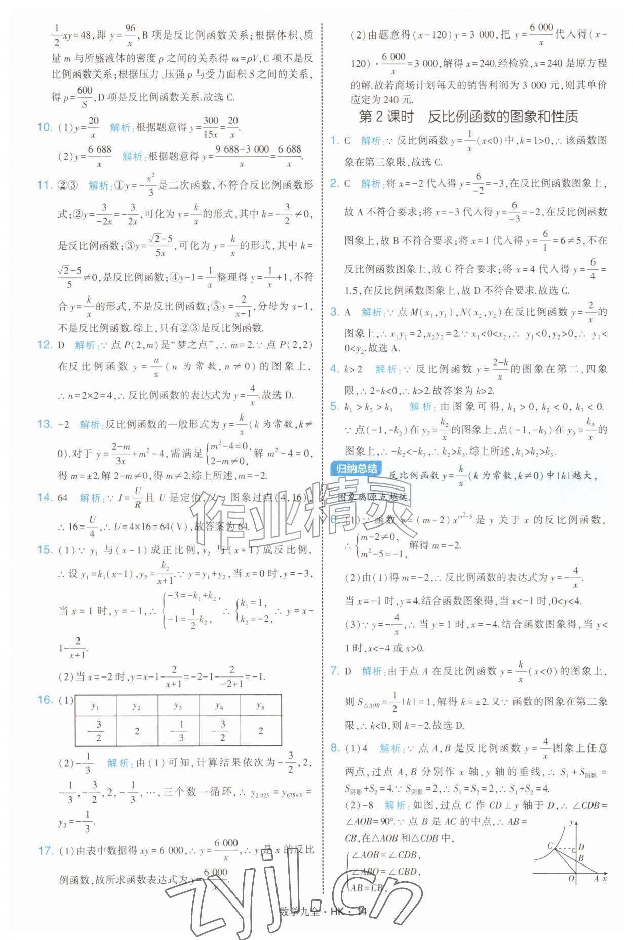2026年经纶学典学霸题中题九年级数学全一册沪科版&nbsp;参考答案第14页