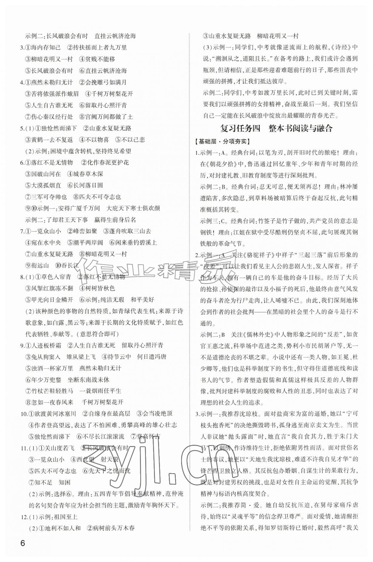 2026年初中总复习手册山东科学技术出版社语文&nbsp;第6页