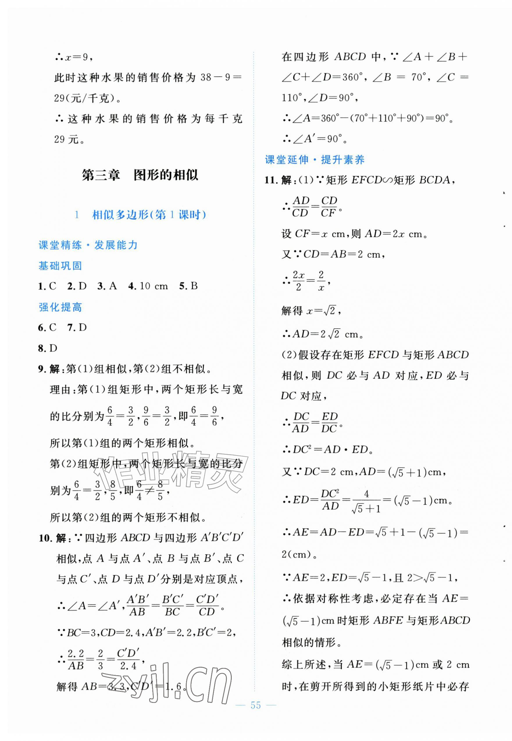 2026年课堂精练九年级数学上册北师大版福建专版&nbsp;第15页