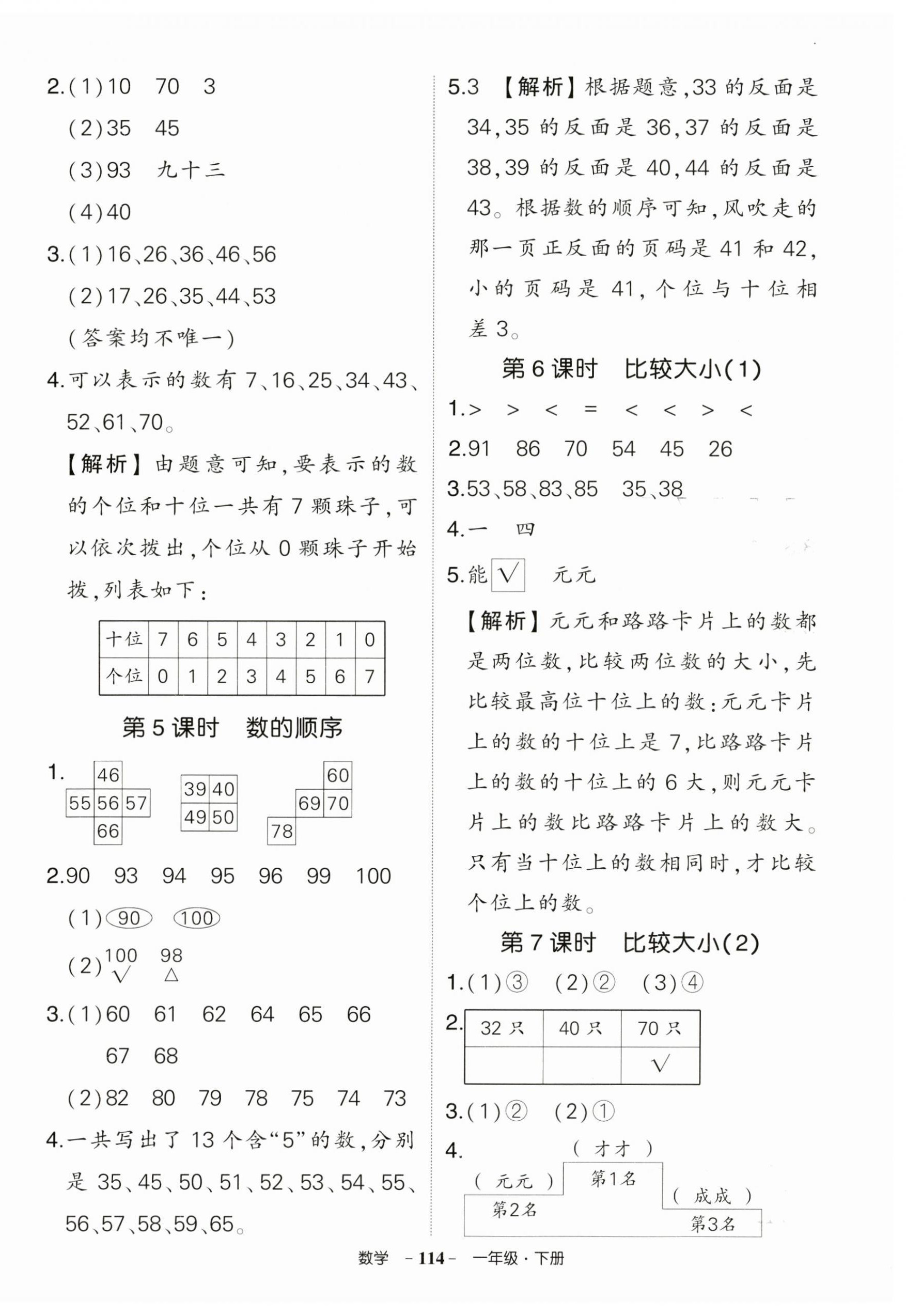 2026年状元成才路创优作业100分一年级数学下册人教版&nbsp;参考答案第6页