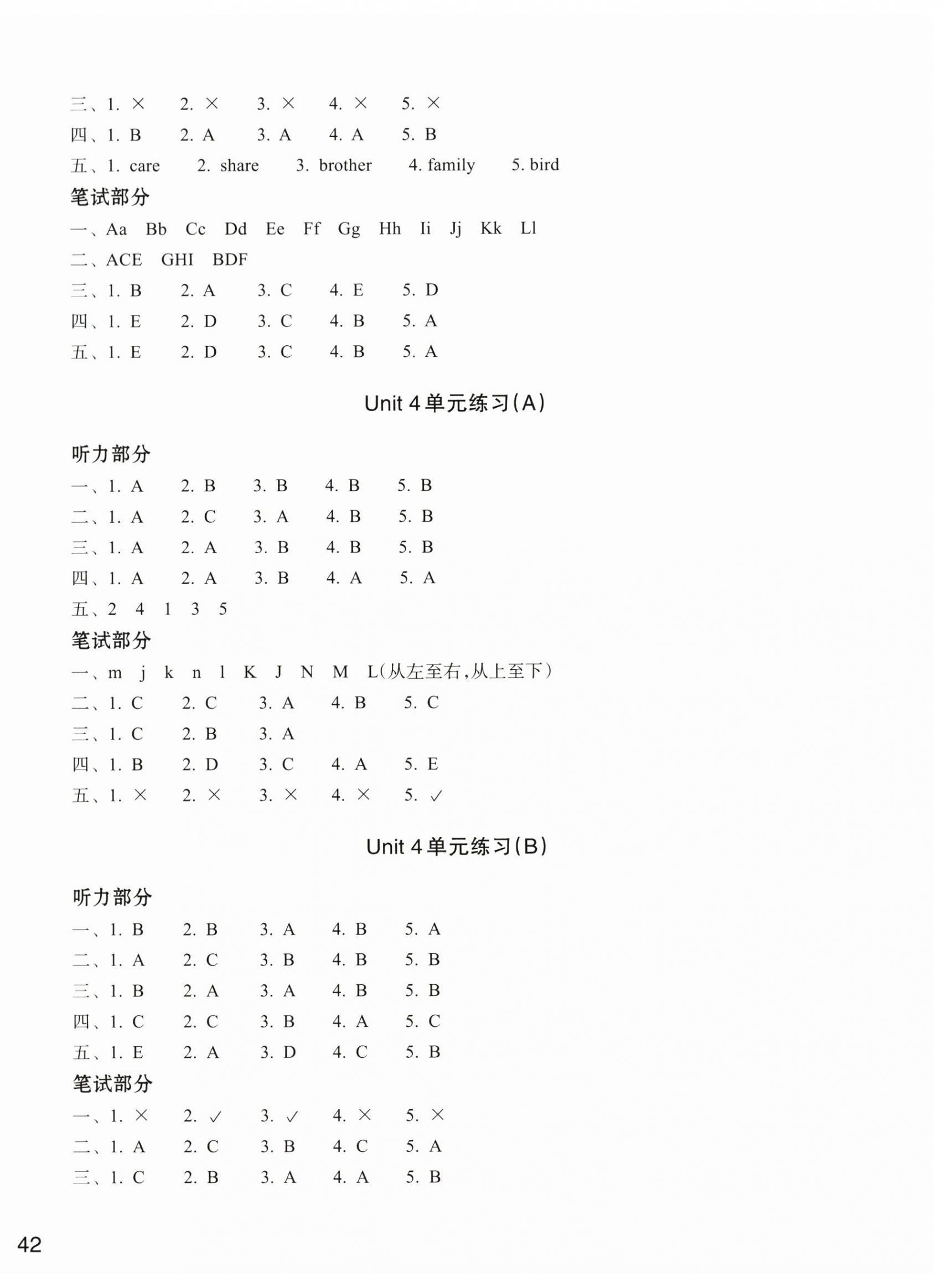 2026年新编单元能力训练卷三年级英语上册人教版&nbsp;参考答案第4页
