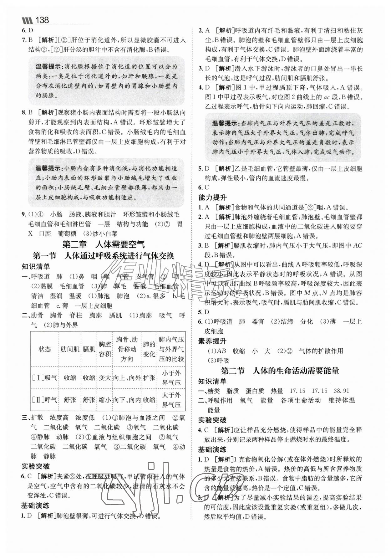2026年同行学案八年级生物上册济南版&nbsp;参考答案第3页