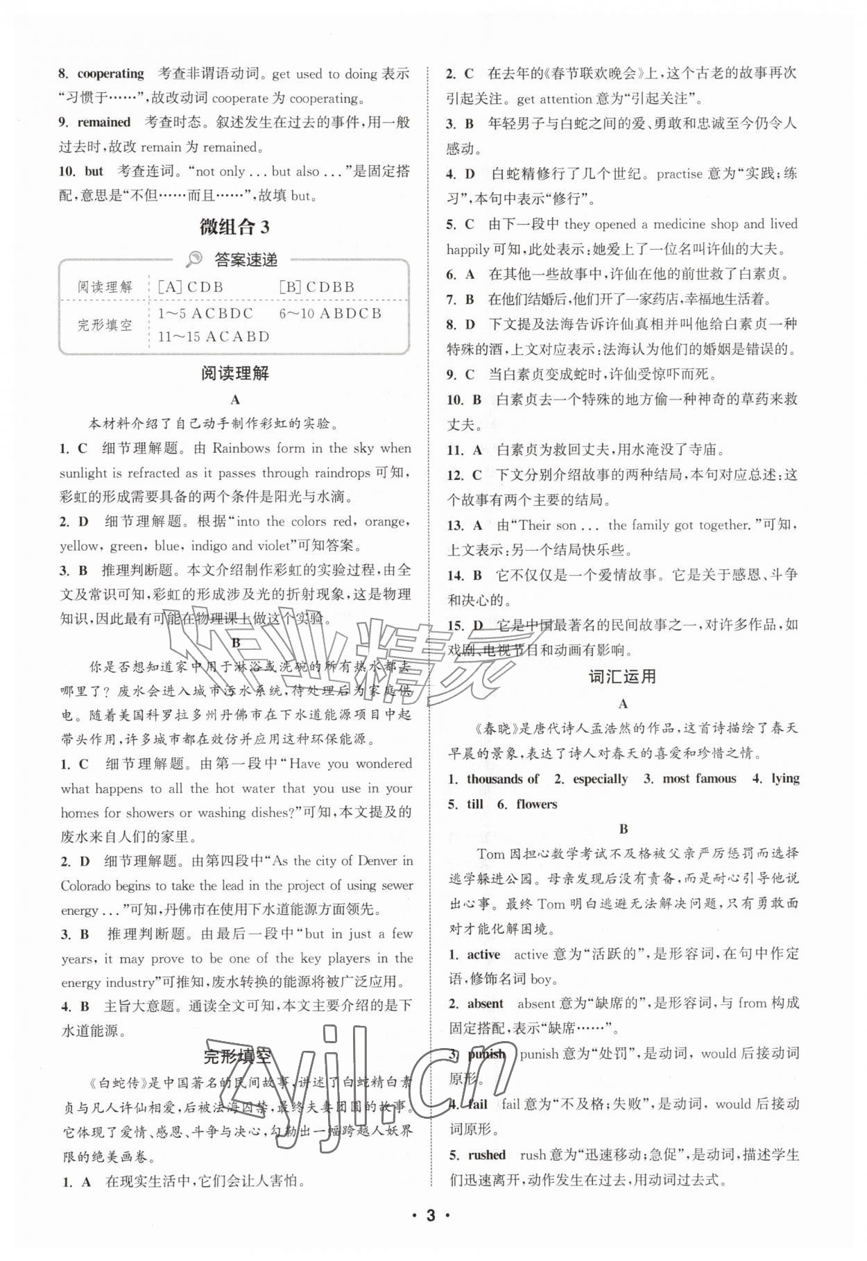 2026年通成学典初中英语阅读组合训练九年级浙江专版&nbsp;第3页