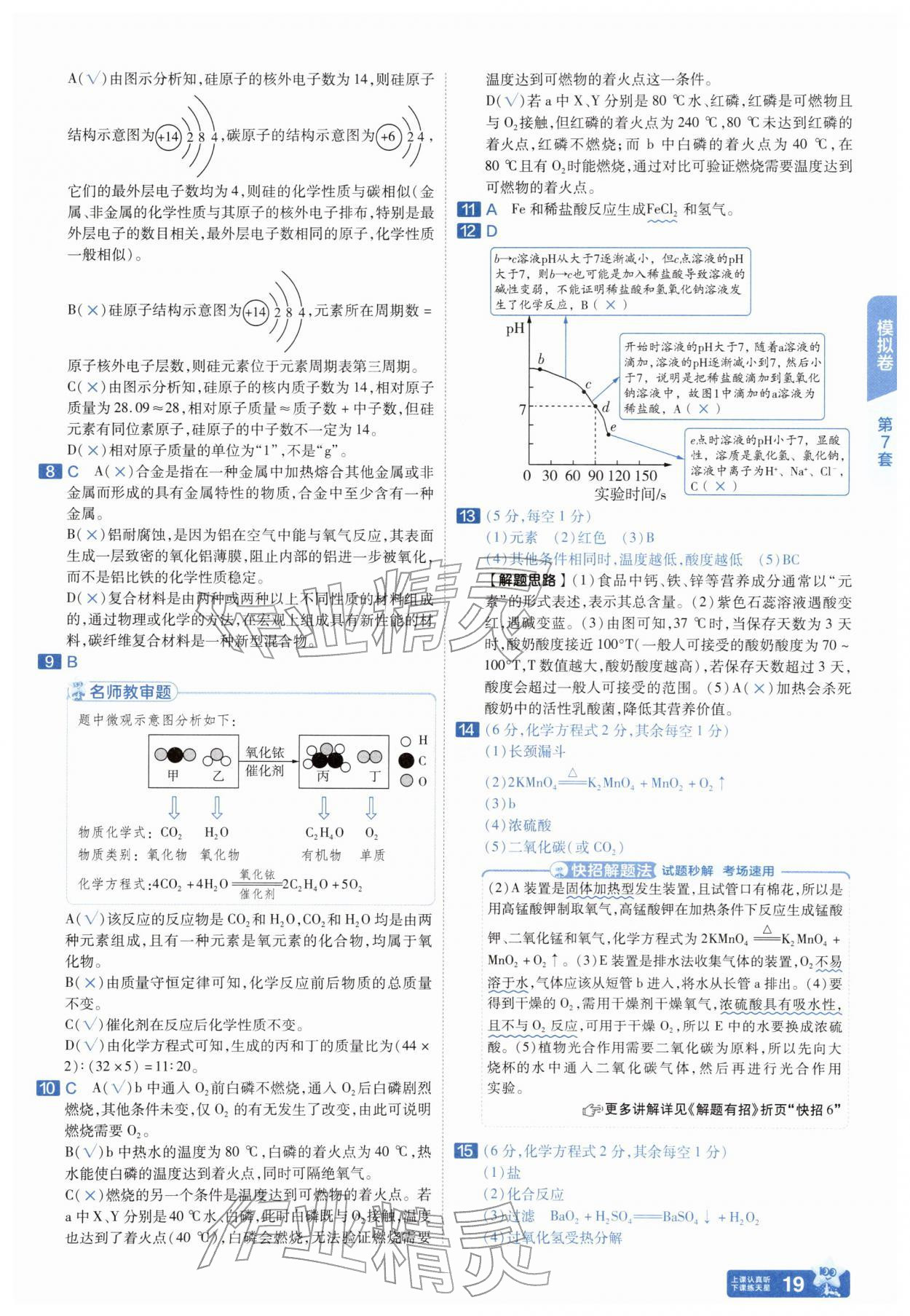 2026年金考卷45套汇编化学人教版安徽专版&nbsp;参考答案第18页