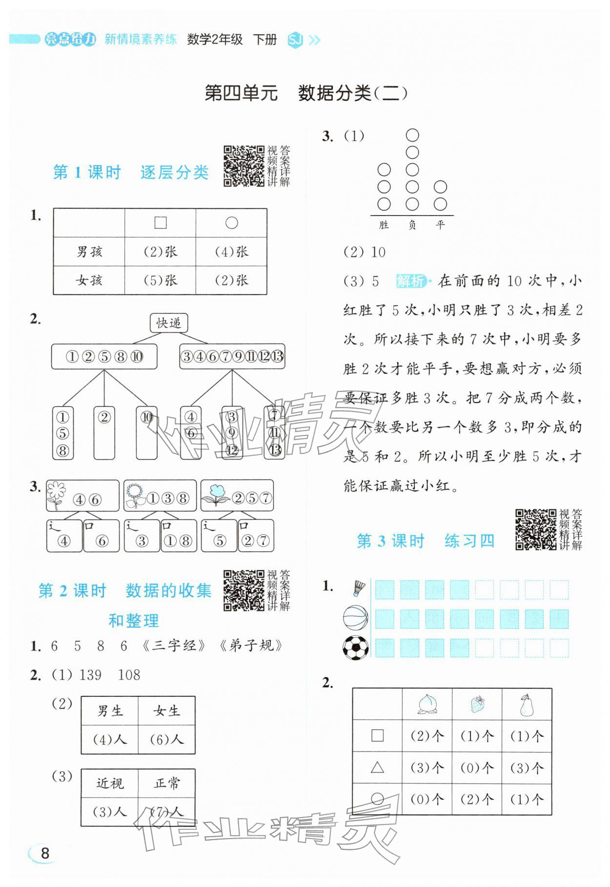2026年亮点给力新情境素养练二年级数学下册苏教版&nbsp;参考答案第8页