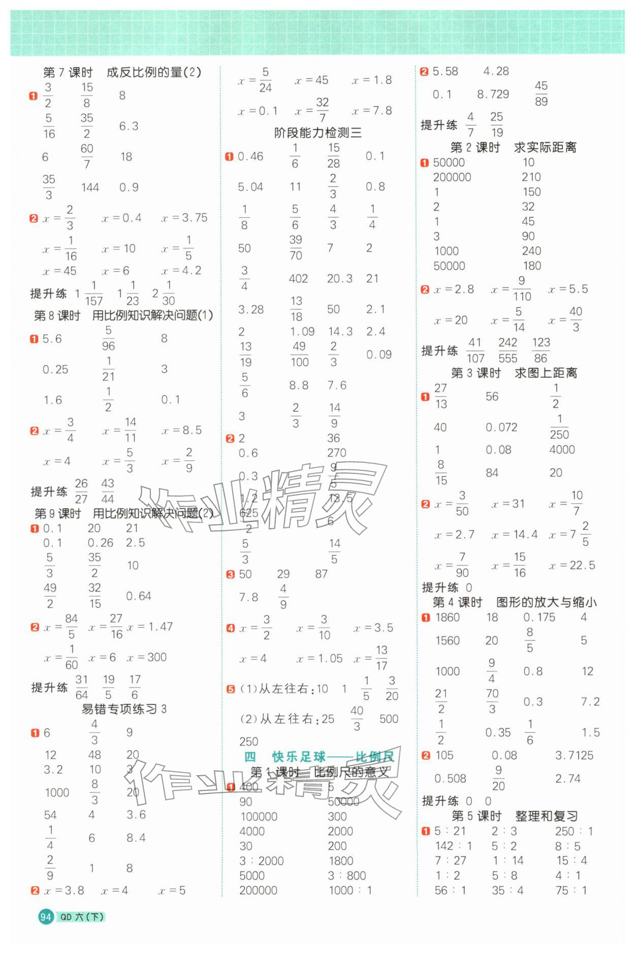 2026年阳光同学计算小达人六年级数学下册青岛版&nbsp;第4页