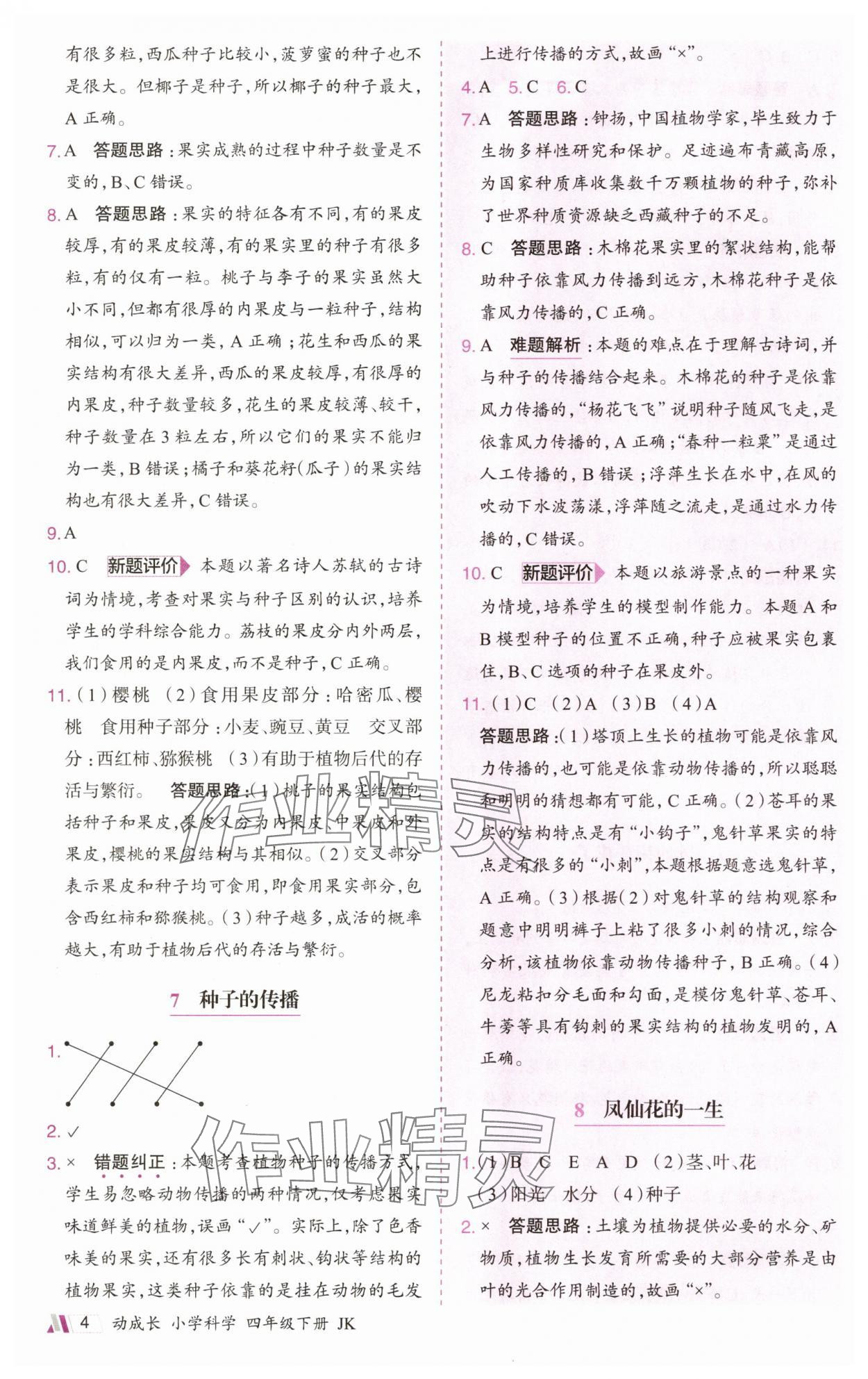 2025年动成长题题体现核心素养四年级科学下册教科版&nbsp;第4页