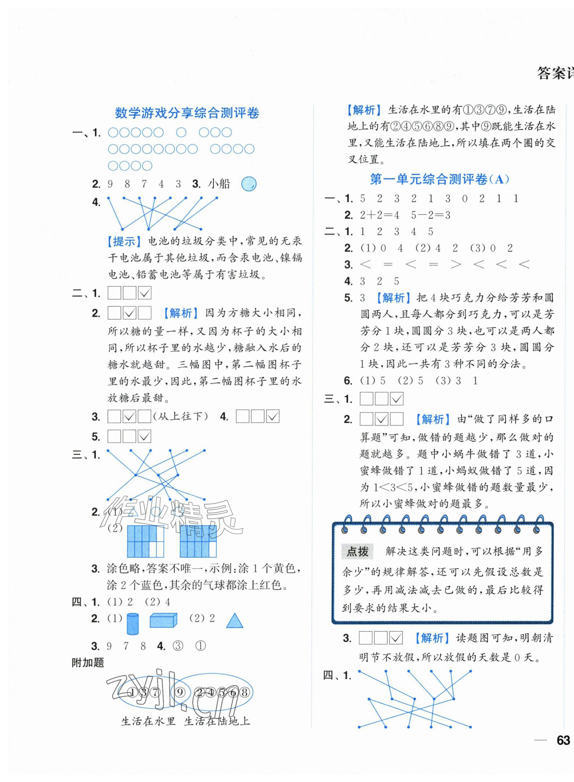 2026年小题狂做全程测评卷一年级数学上册苏教版&nbsp;第1页