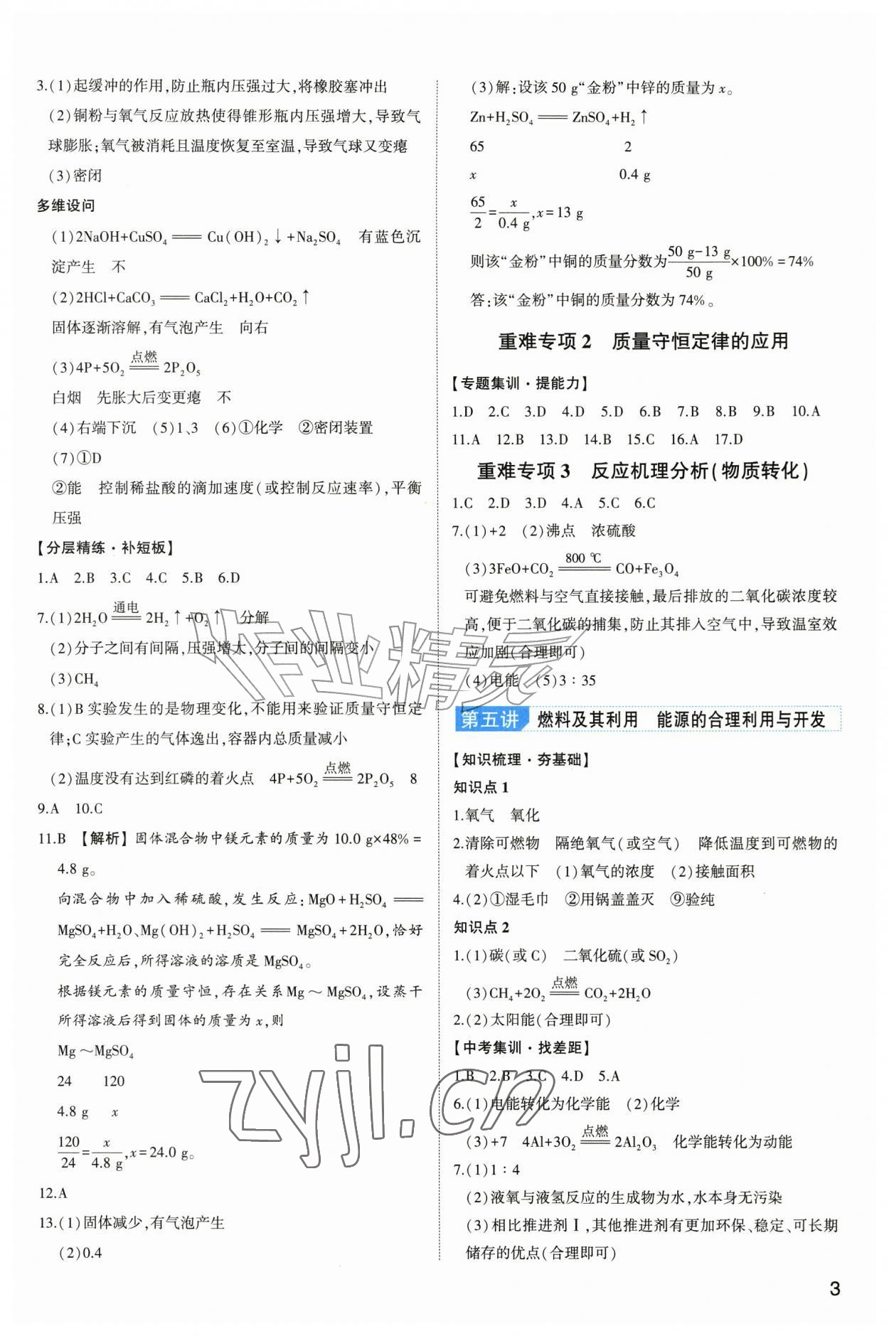 2027年初中总复习手册山东科学技术出版社化学&nbsp;第3页