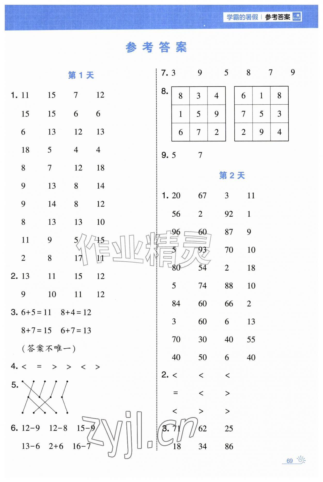 2026年学霸的暑假计算暑期大通关一年级数学苏教版&nbsp;第1页