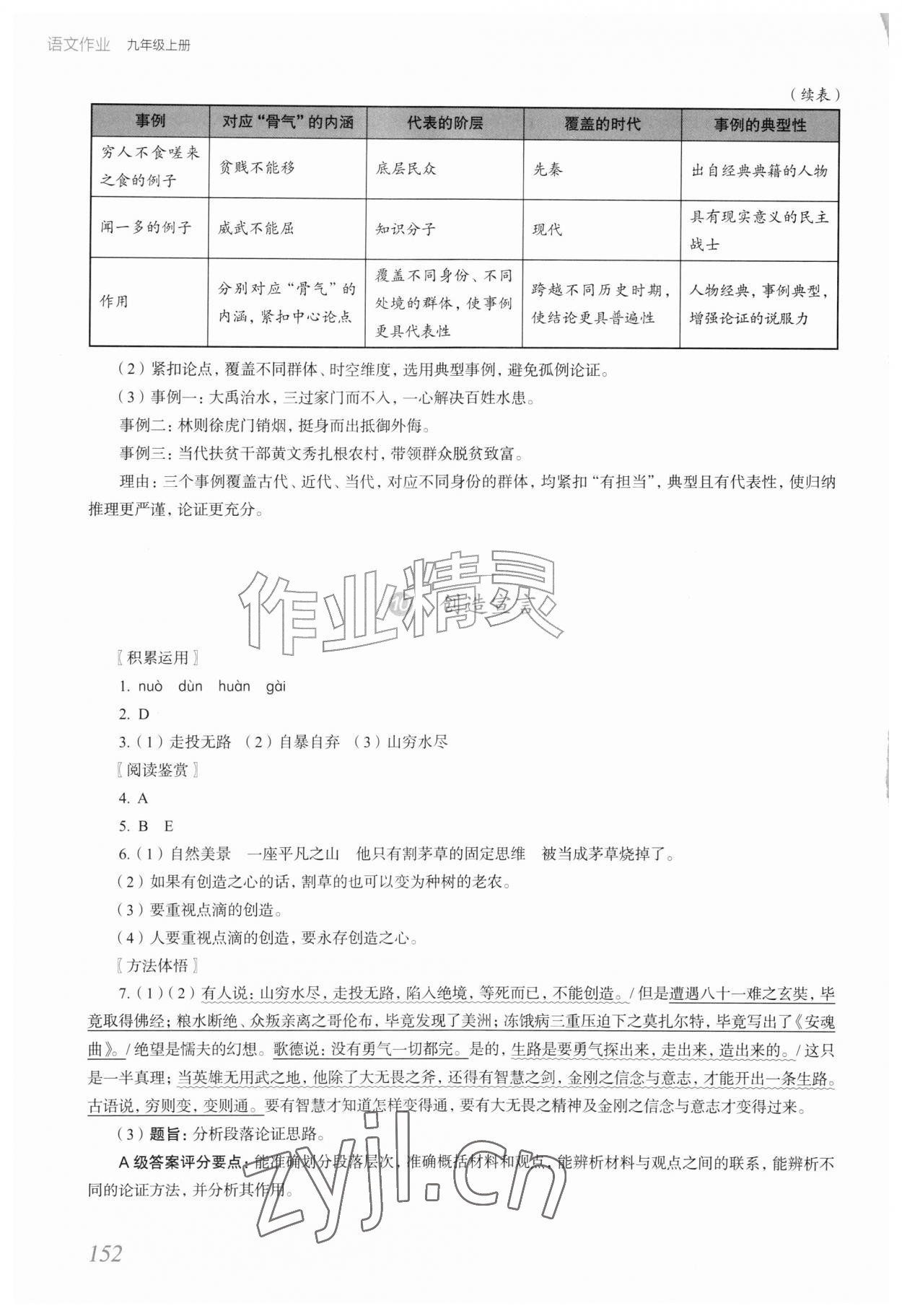 2026年语文作业上海教育出版社九年级上册人教版内蒙古专版&nbsp;参考答案第11页