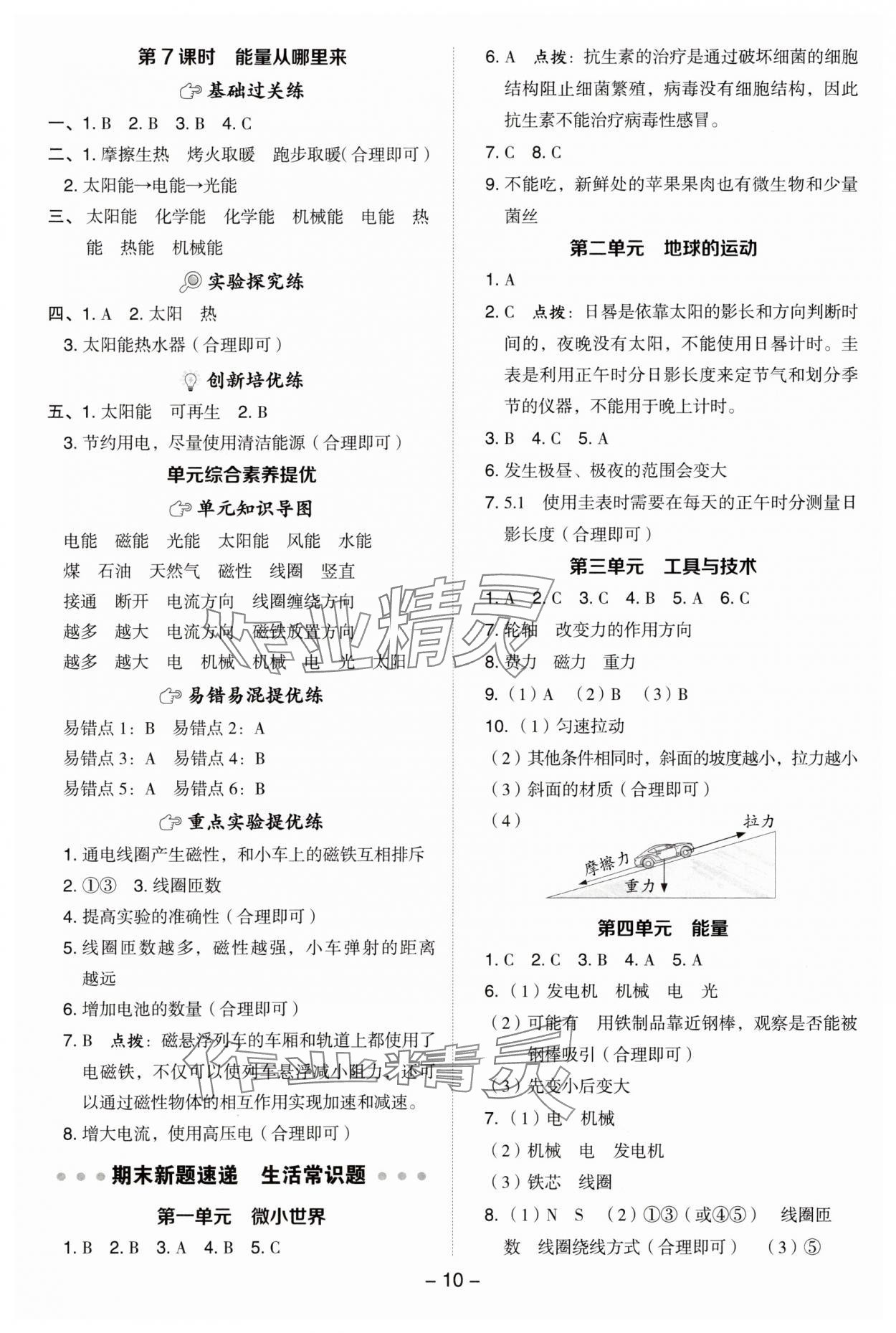 2025年综合应用创新题典中点六年级科学上册教科版&nbsp;参考答案第10页