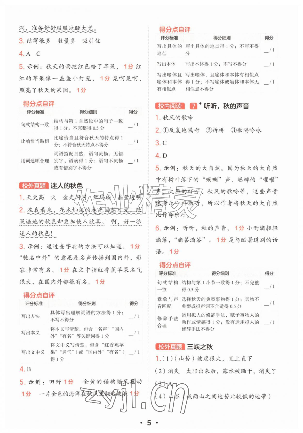 2026年阅读理解有模版三年级语文上册人教版&nbsp;参考答案第4页