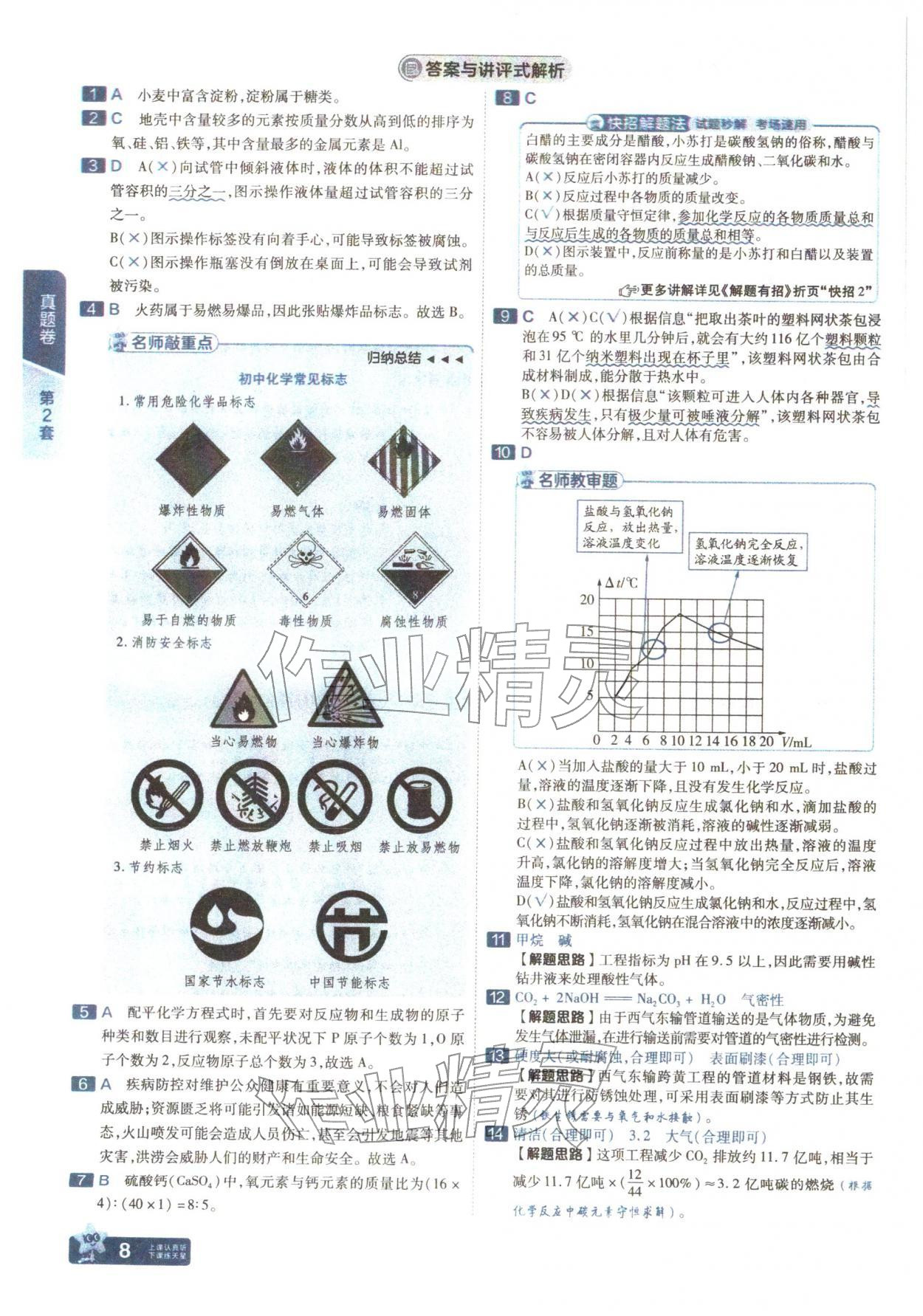 2026年金考卷中考45套汇编化学山西专版&nbsp;参考答案第7页