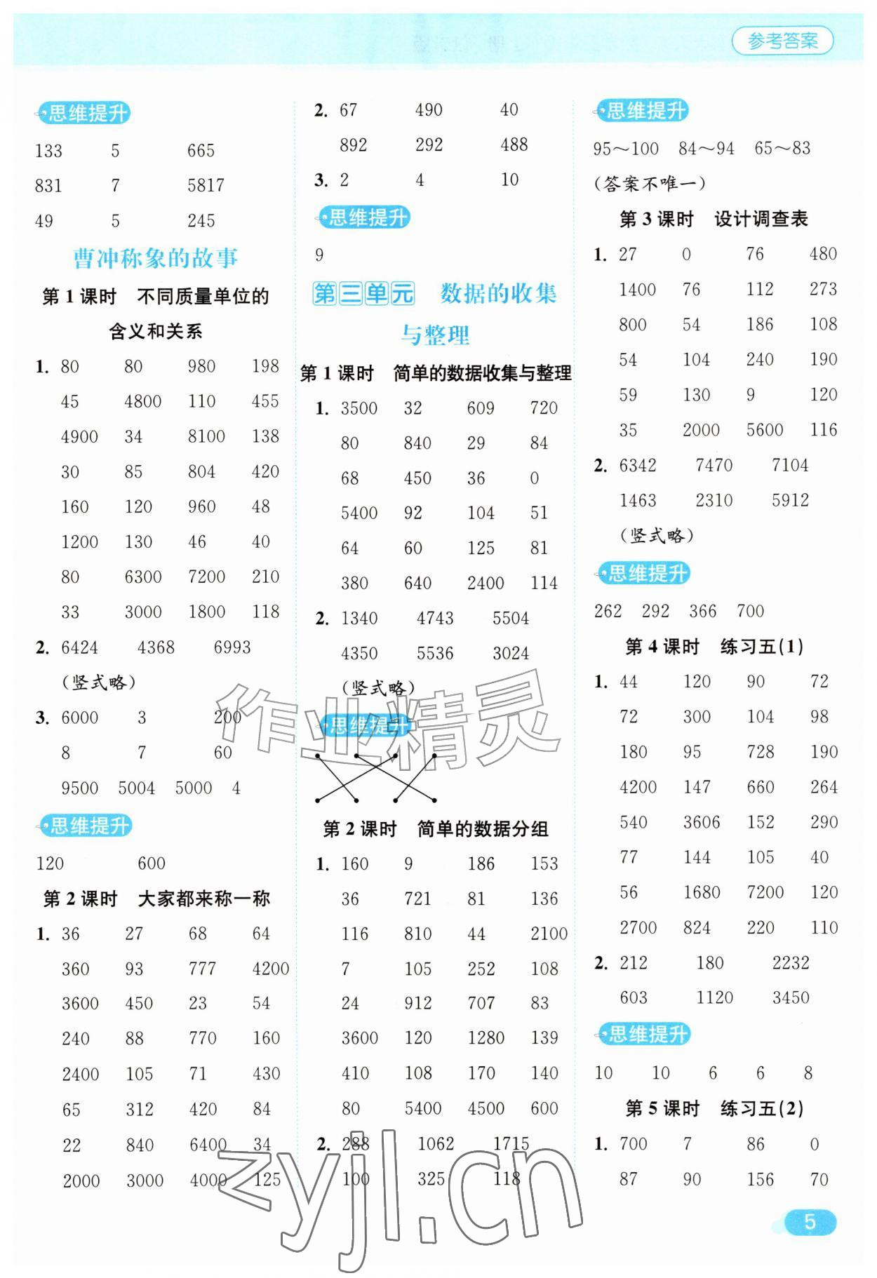 2026年亮点给力计算天天练三年级数学上册苏教版&nbsp;第5页