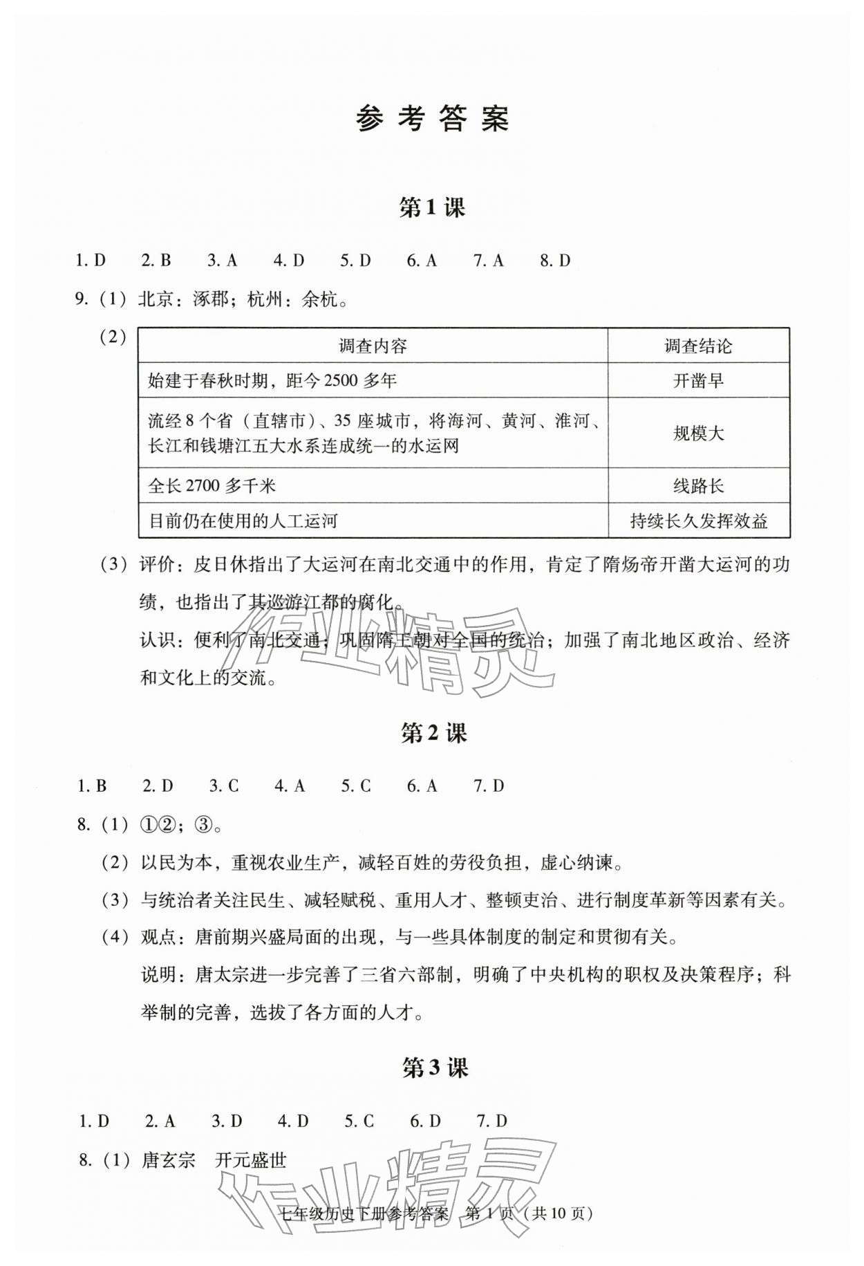 2026年学习探究诊断七年级历史下册人教版&nbsp;第1页