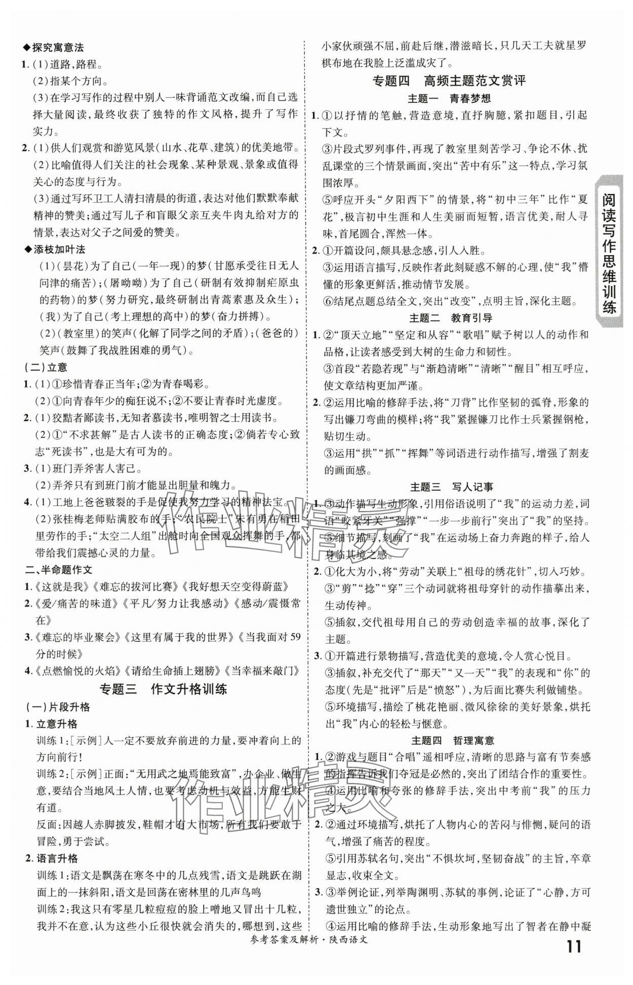 2024年一战成名考前新方案语文陕西中考&nbsp;第11页