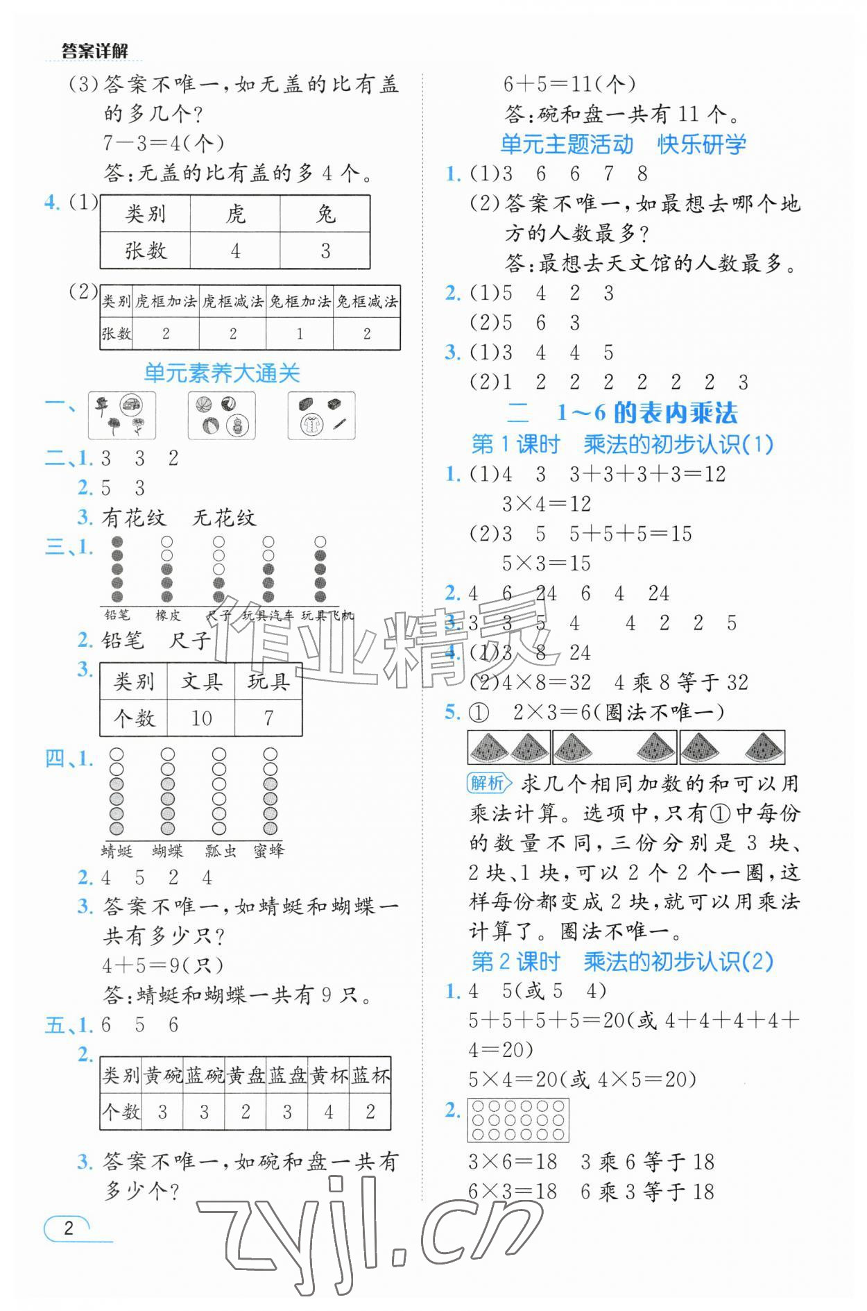 2026年名师测控二年级数学上册人教版&nbsp;参考答案第2页