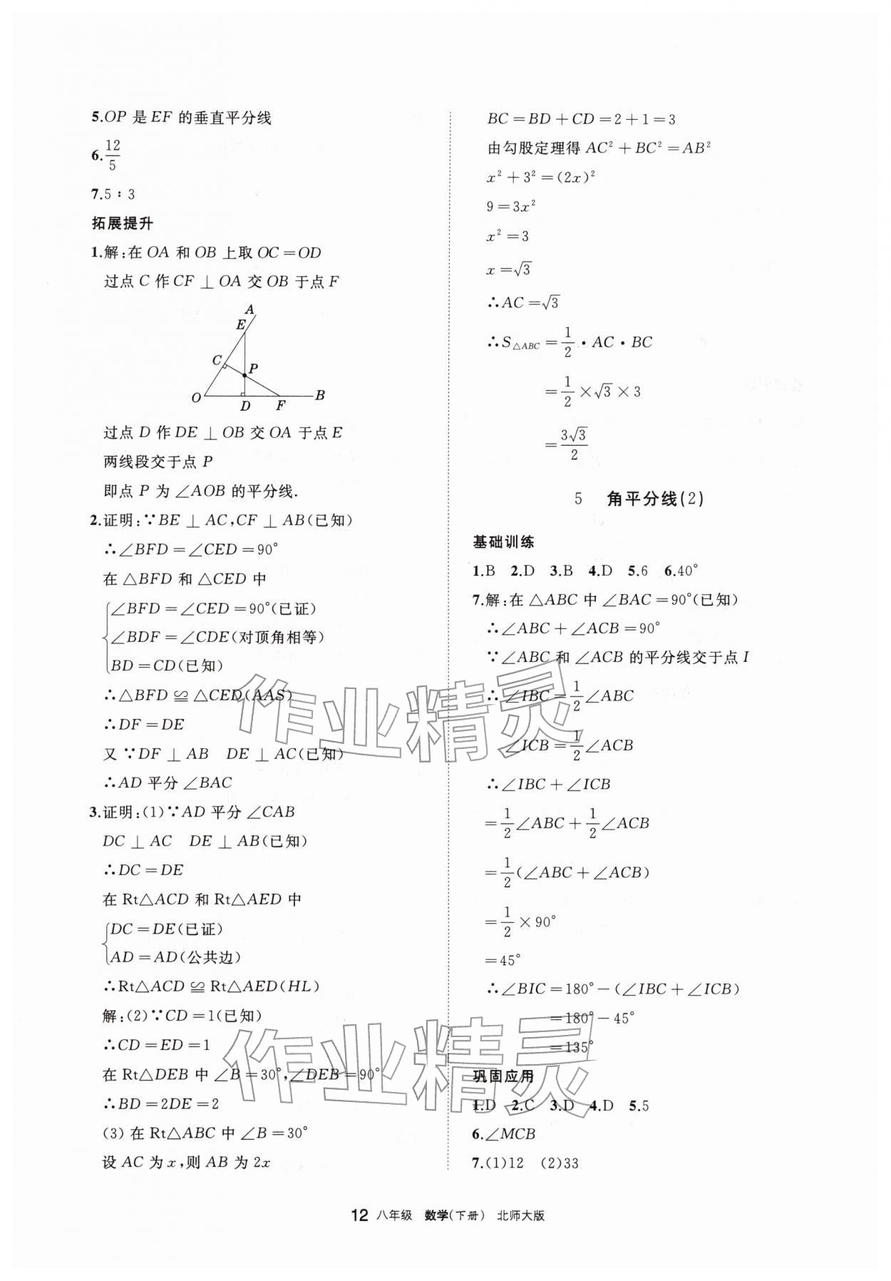 2026年学习之友八年级数学下册北师大版&nbsp;参考答案第12页