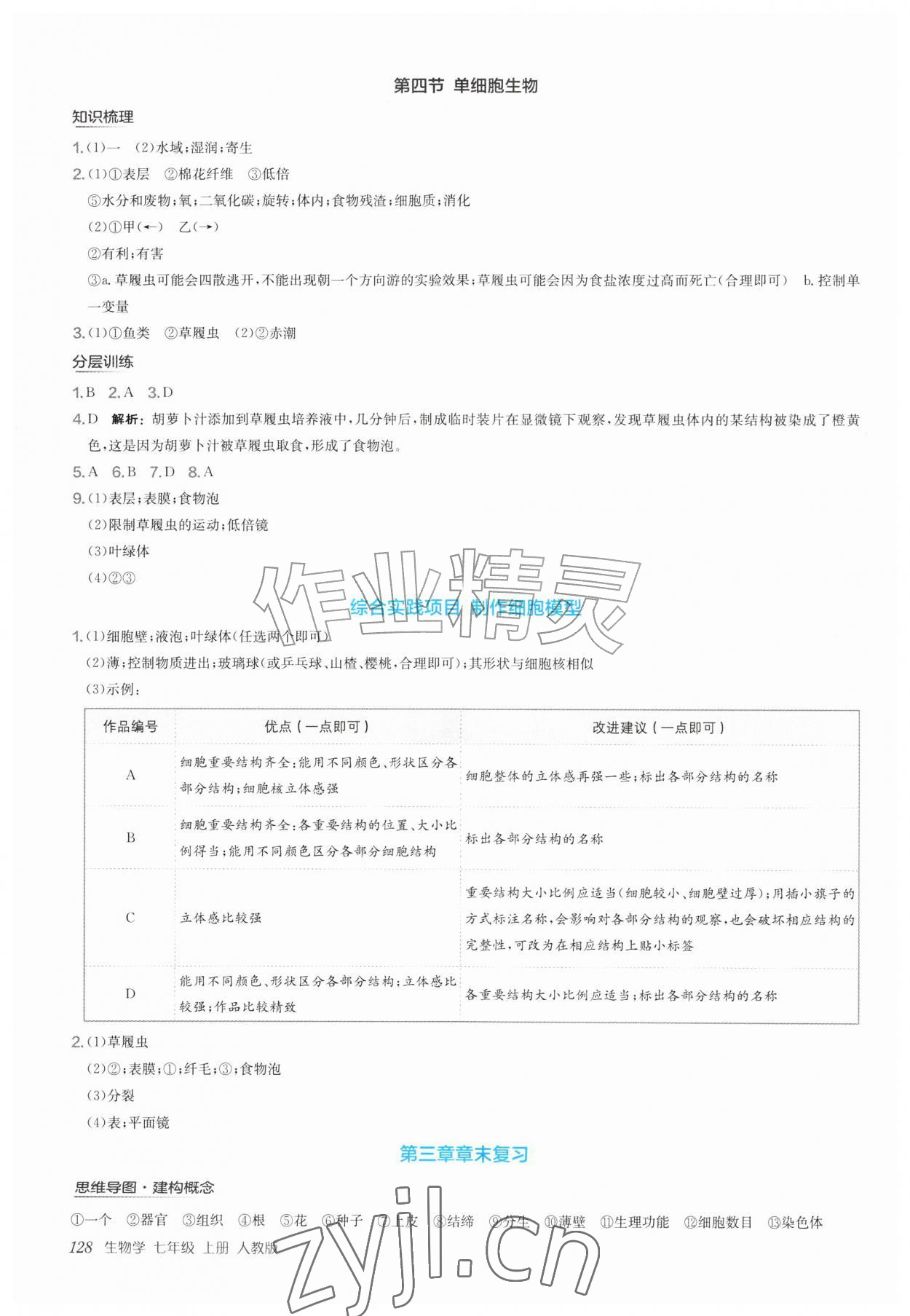 2026年新编基础训练七年级生物上册人教版&nbsp;第4页