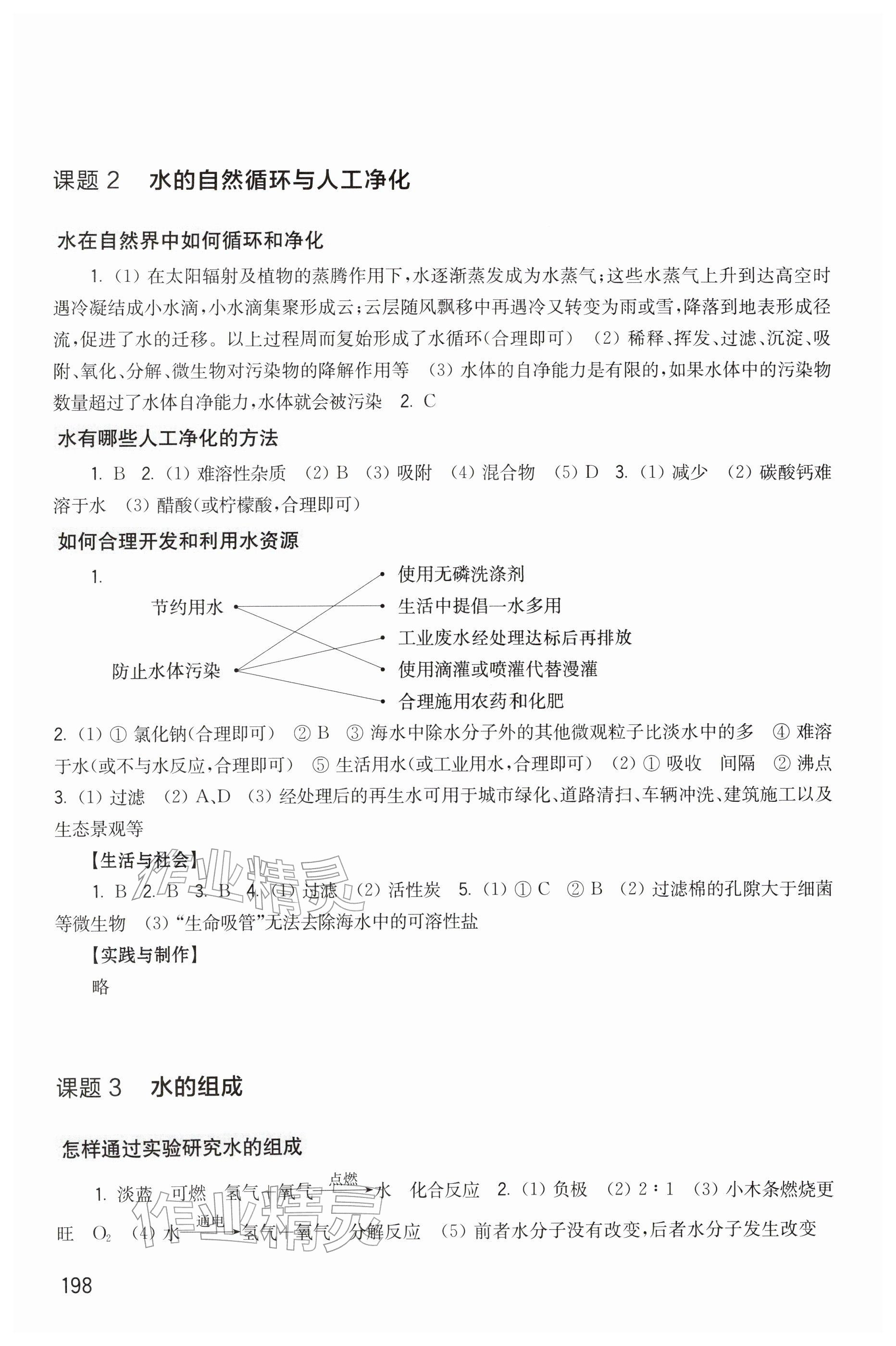 2026年综合活动手册八年级化学下册沪教版五四制&nbsp;参考答案第2页