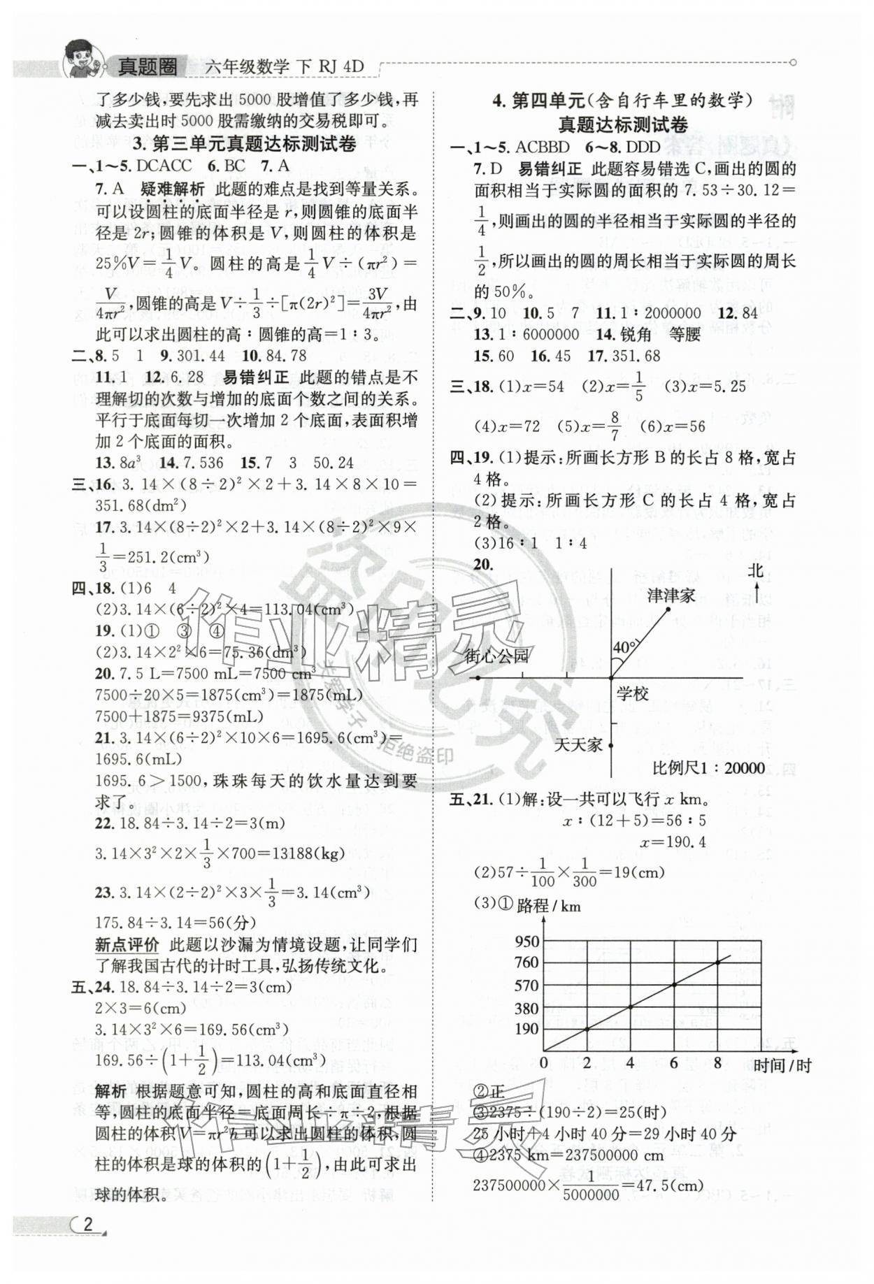 2026年真题圈天津市小学考试真卷三步练六年级数学下册人教版&nbsp;第2页