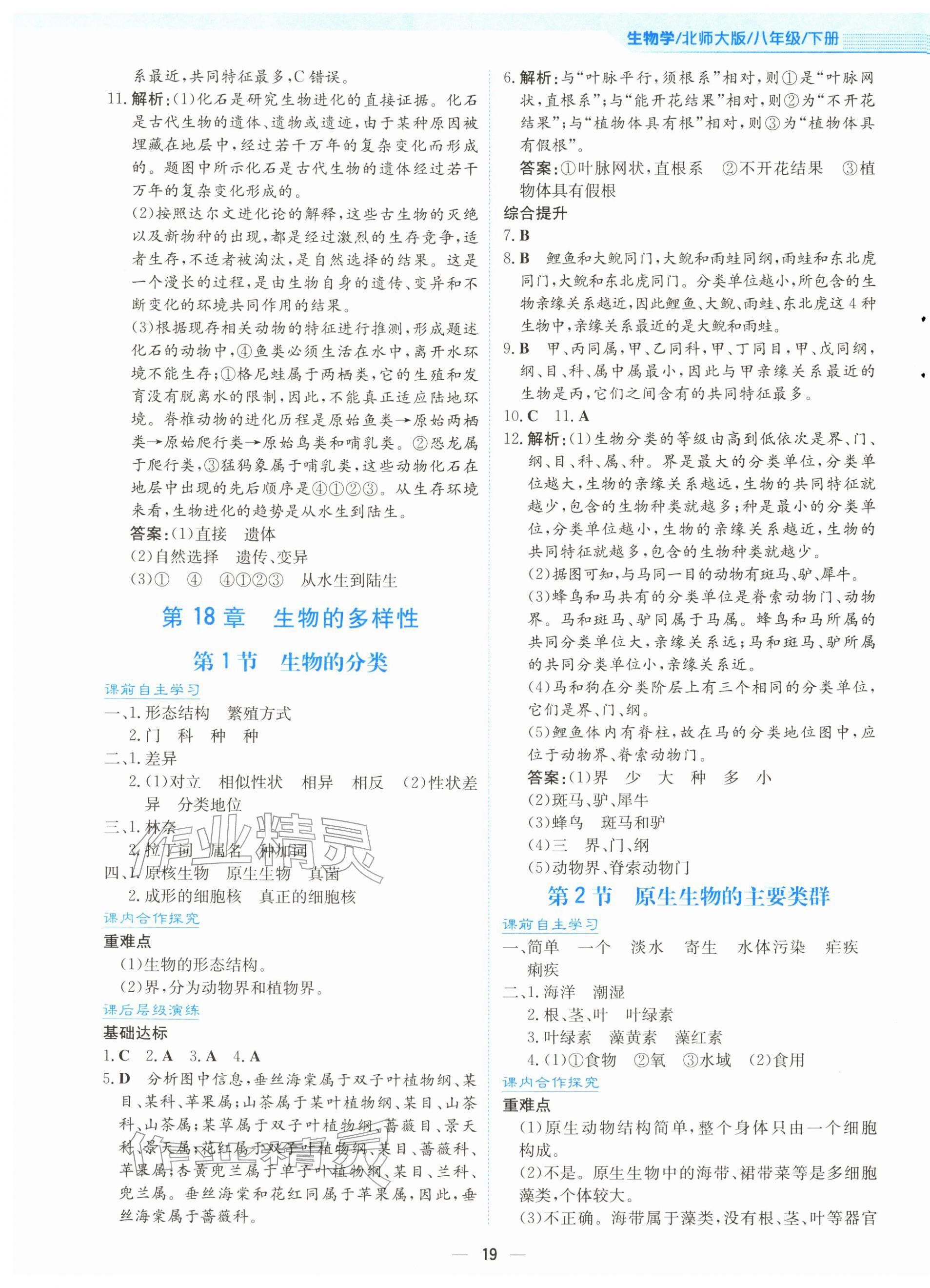 2026年新编基础训练八年级生物下册北师大版&nbsp;第3页