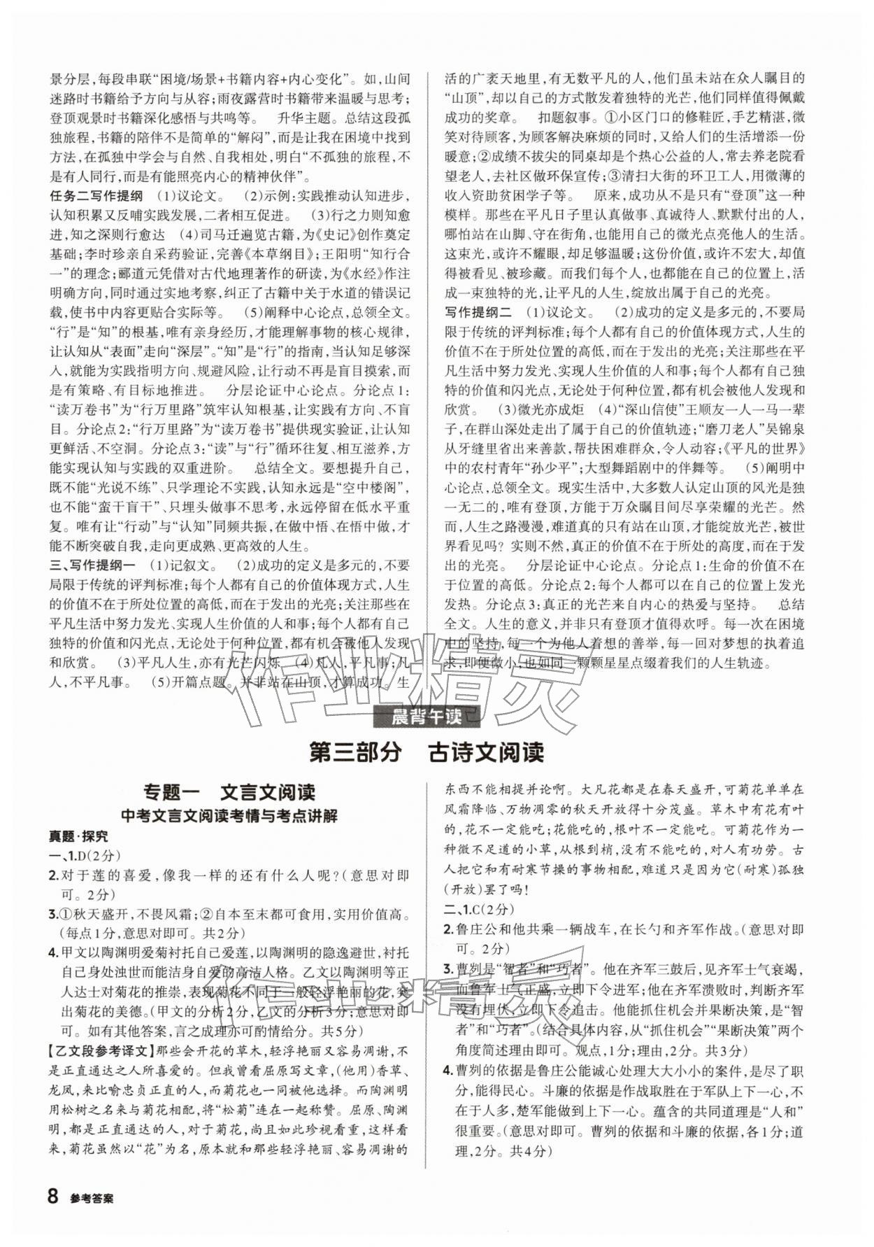 2026年鼎成中考精准提分语文河南专版&nbsp;参考答案第8页