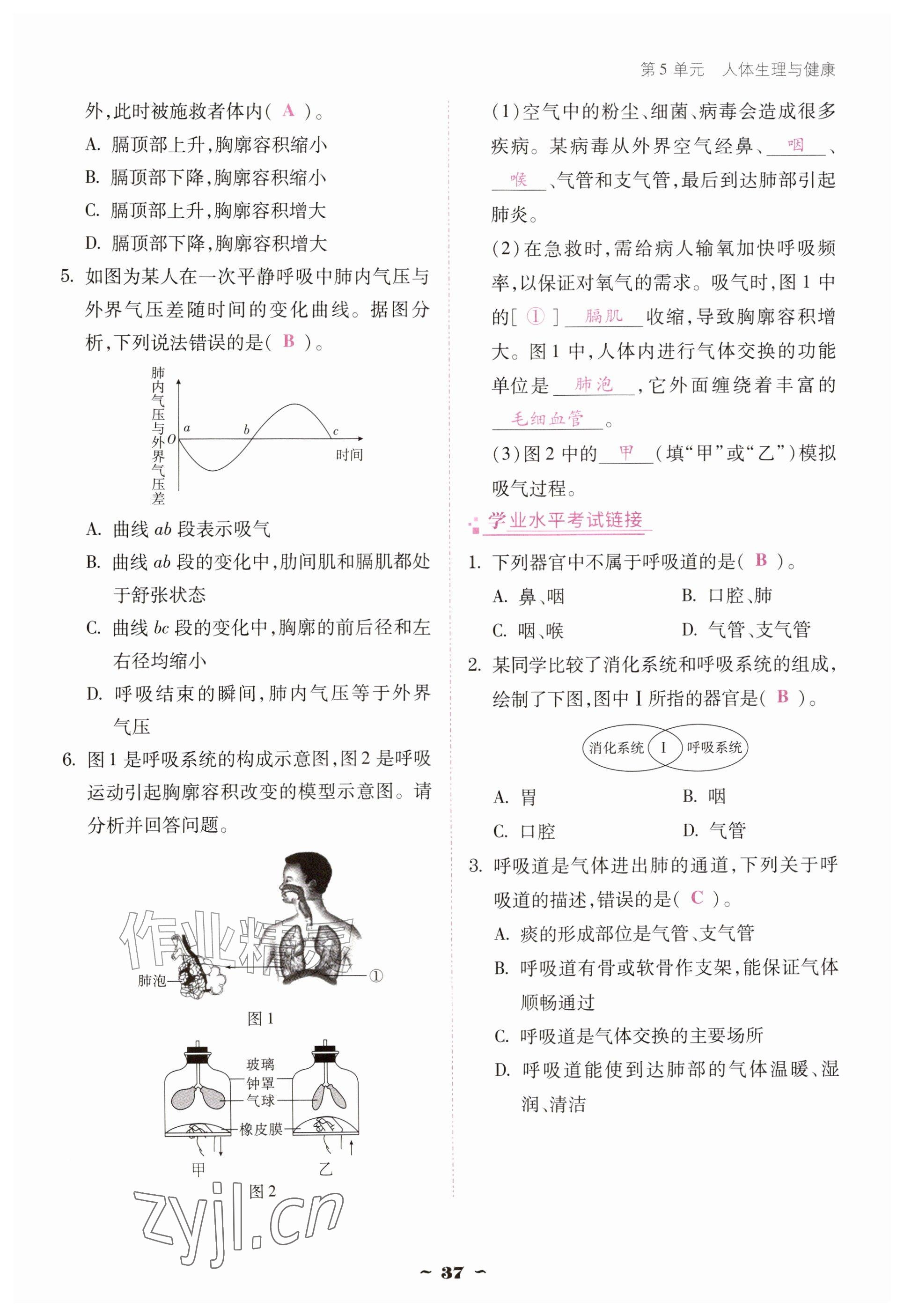 2026年优佳学案（云南）八年级生物上册苏教版&nbsp;参考答案第37页