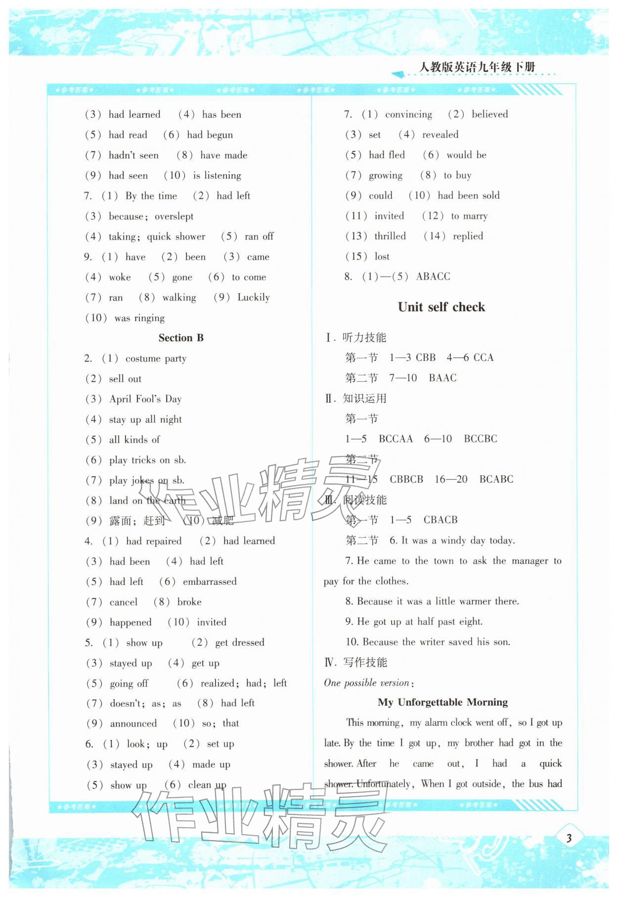 2026年同步实践评价课程基础训练湖南少年儿童出版社九年级英语下册人教版&nbsp;第3页