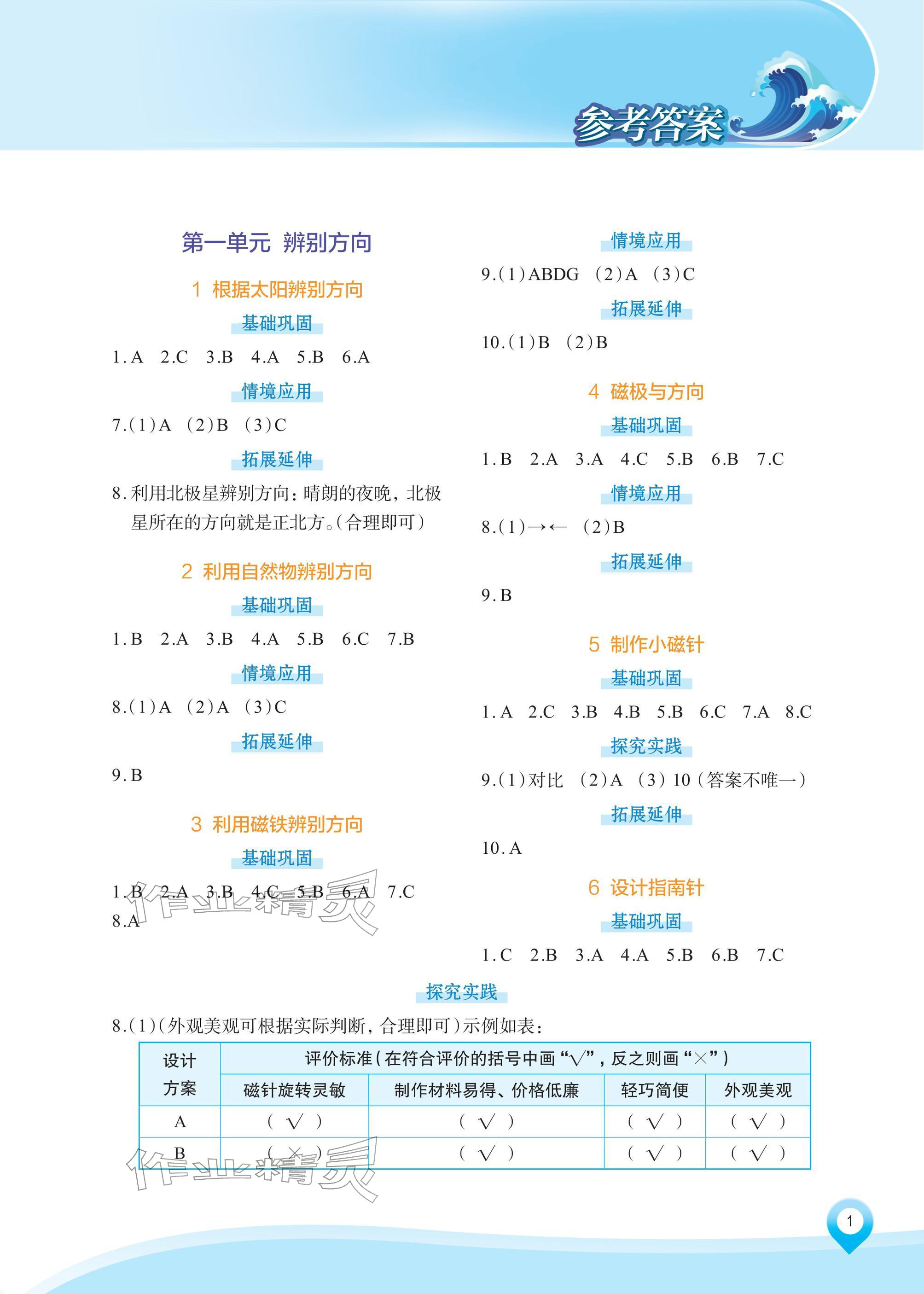 2026年知行合素养提升训练三年级科学下册教科版&nbsp;参考答案第1页